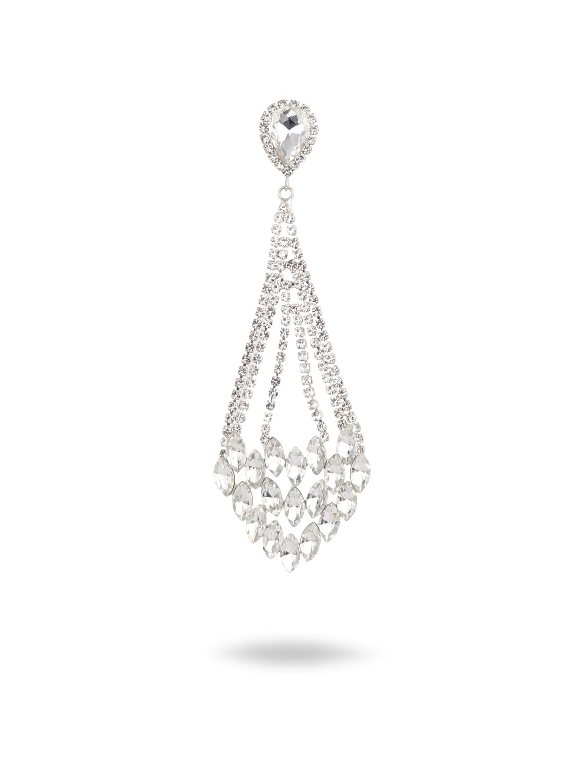 Zirconia Drop Earrings - Elegant Silver Dangle Earrings with Crystal Rhinestones | Perfect for Bridal, Wedding, Party & Gift Giving | Women's Fashion Jewelry for Special Occasions