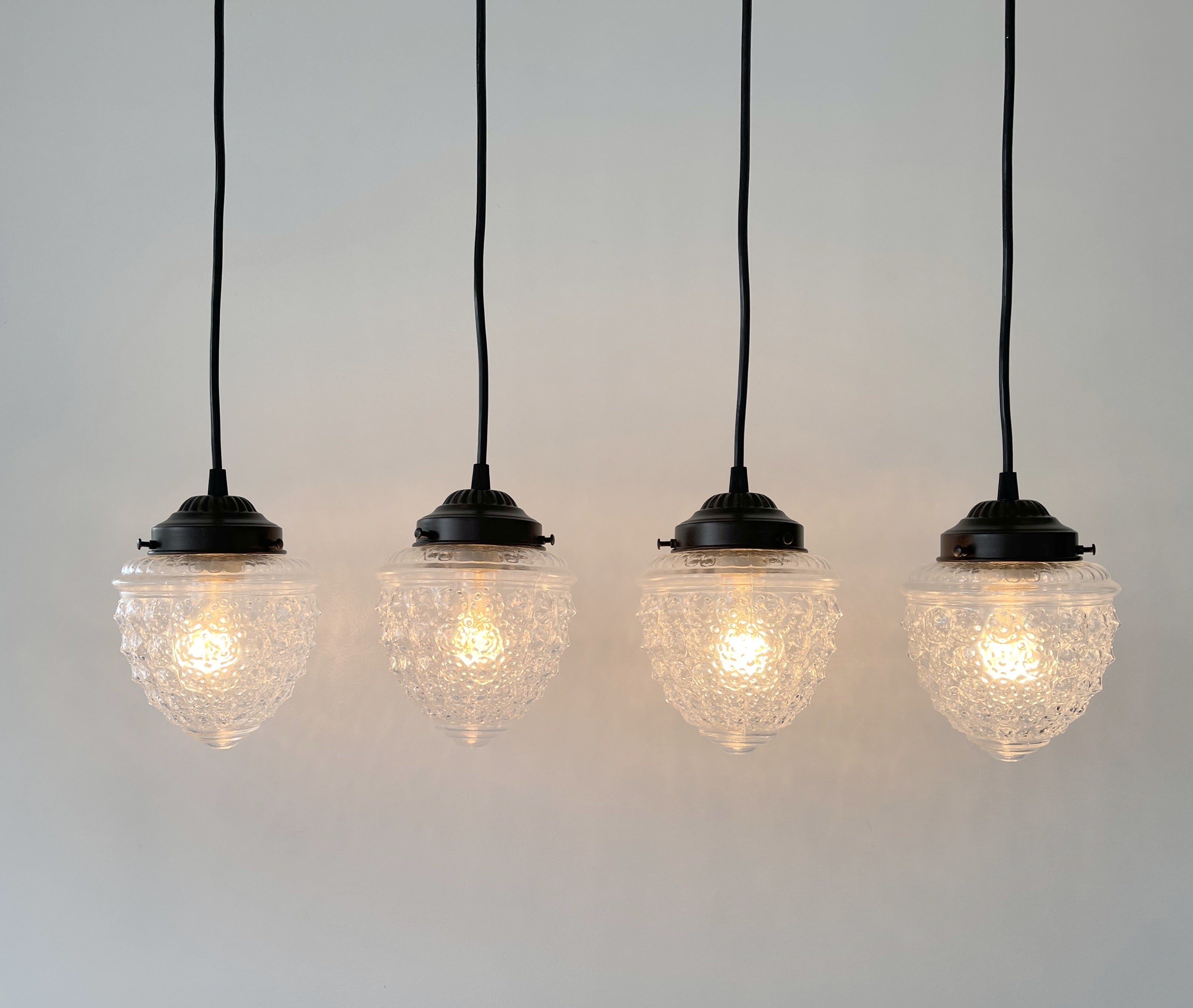 Vintage Rectangular Glass Pendant Chandelier - Antique Style Dining Room Ceiling Light for Farmhouse, Kitchen & Modern Decor