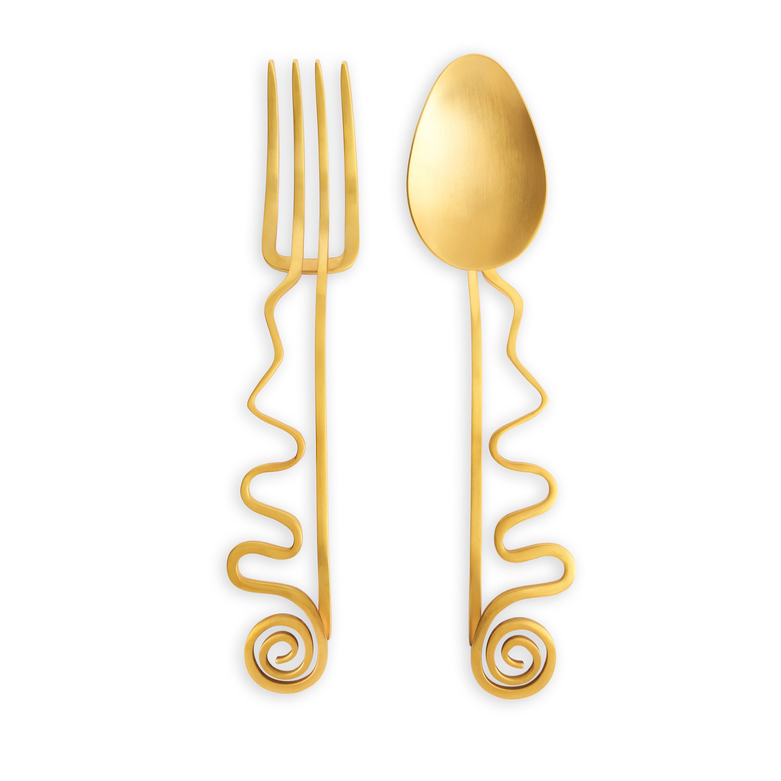 Spiral Serving Set - 2 Piece Stainless Steel Utensils for Salad, Pasta & Desserts | Elegant Tableware for Dinner Parties & Home Entertaining