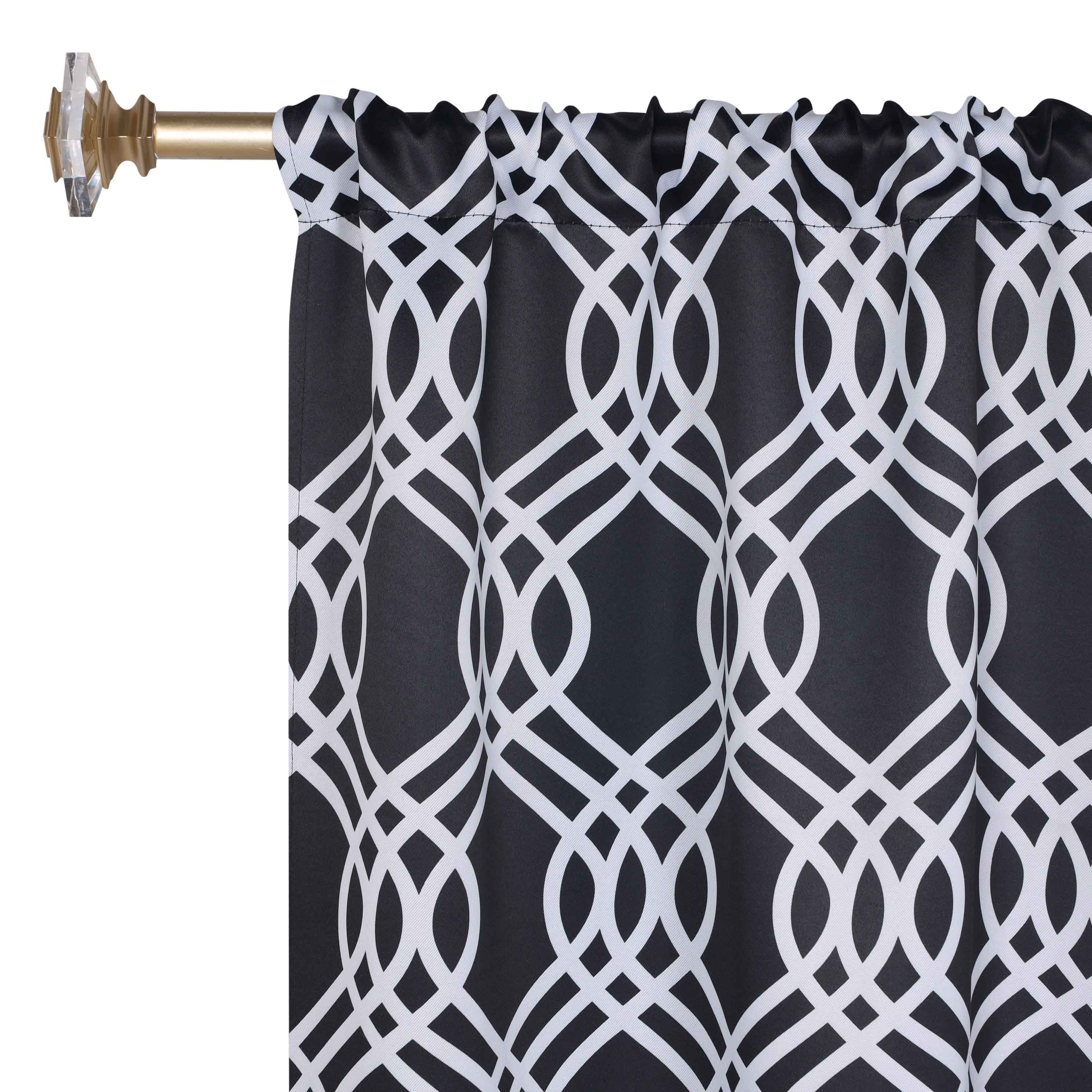 Blackout Curtains for Bedroom - Washable Room Darkening Ribbon Trellis Curtain Panel Set - Perfect for Nursery, Home Theater & Light Sleepers