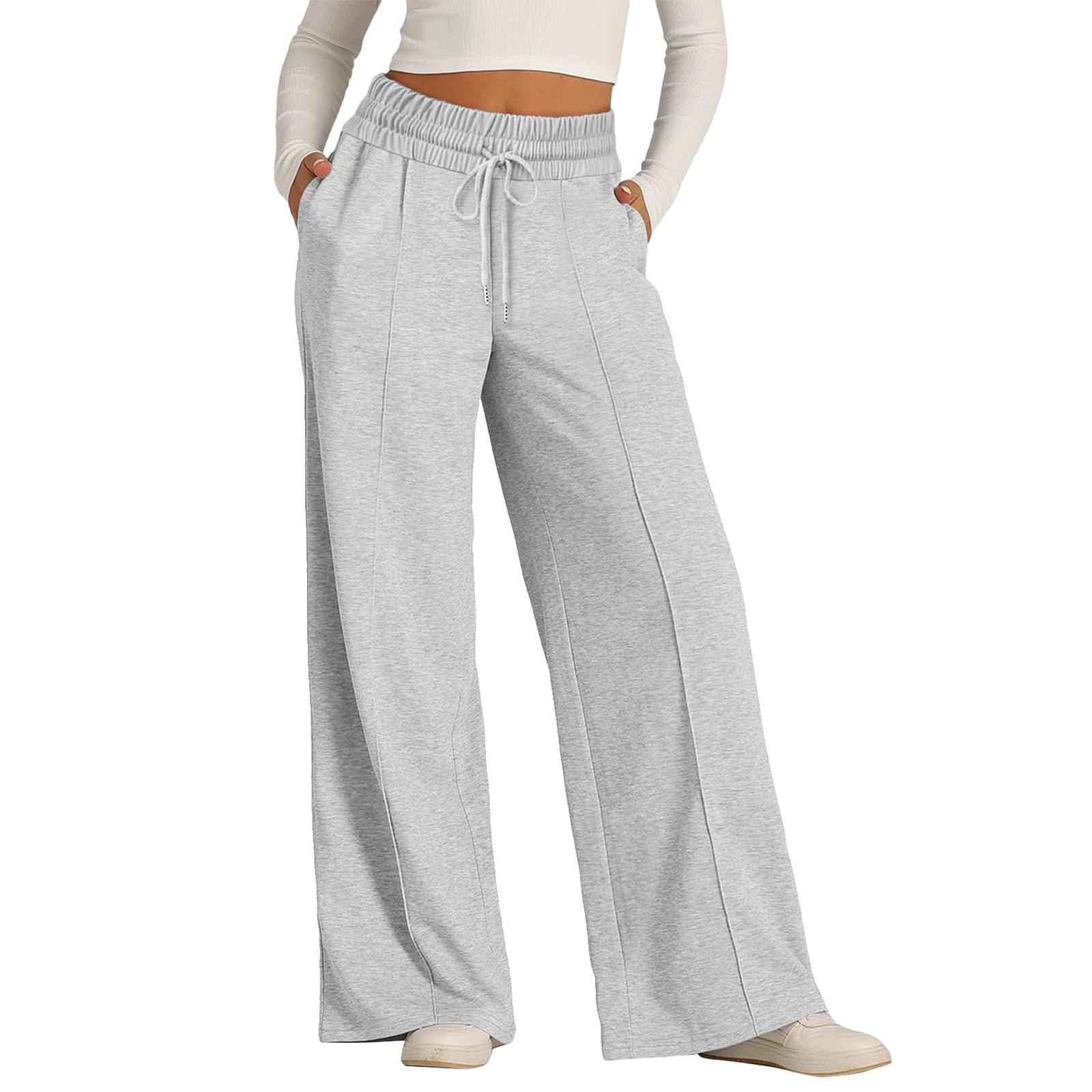 Women's High Waisted Wide Leg Sweatpants 2025 - Loose Casual Lounge Pants with Drawstring & Pockets for Yoga, Running, Travel & Home Comfort