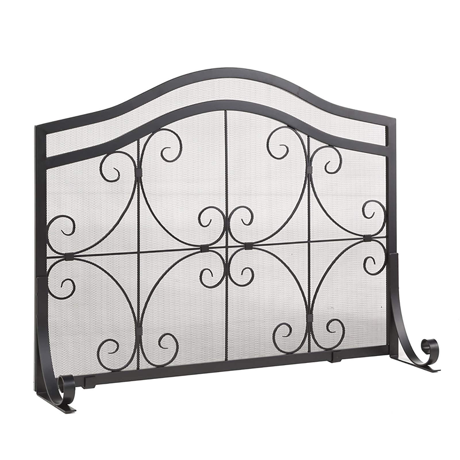 30.7 Inch Fireplace Screen - Heavy Duty Wrought Iron Spark Guard for Freestanding Fireplaces - Curved Metal Frame with Coated Finish - Perfect for Living Rooms, Patios & Outdoor Fire Pits