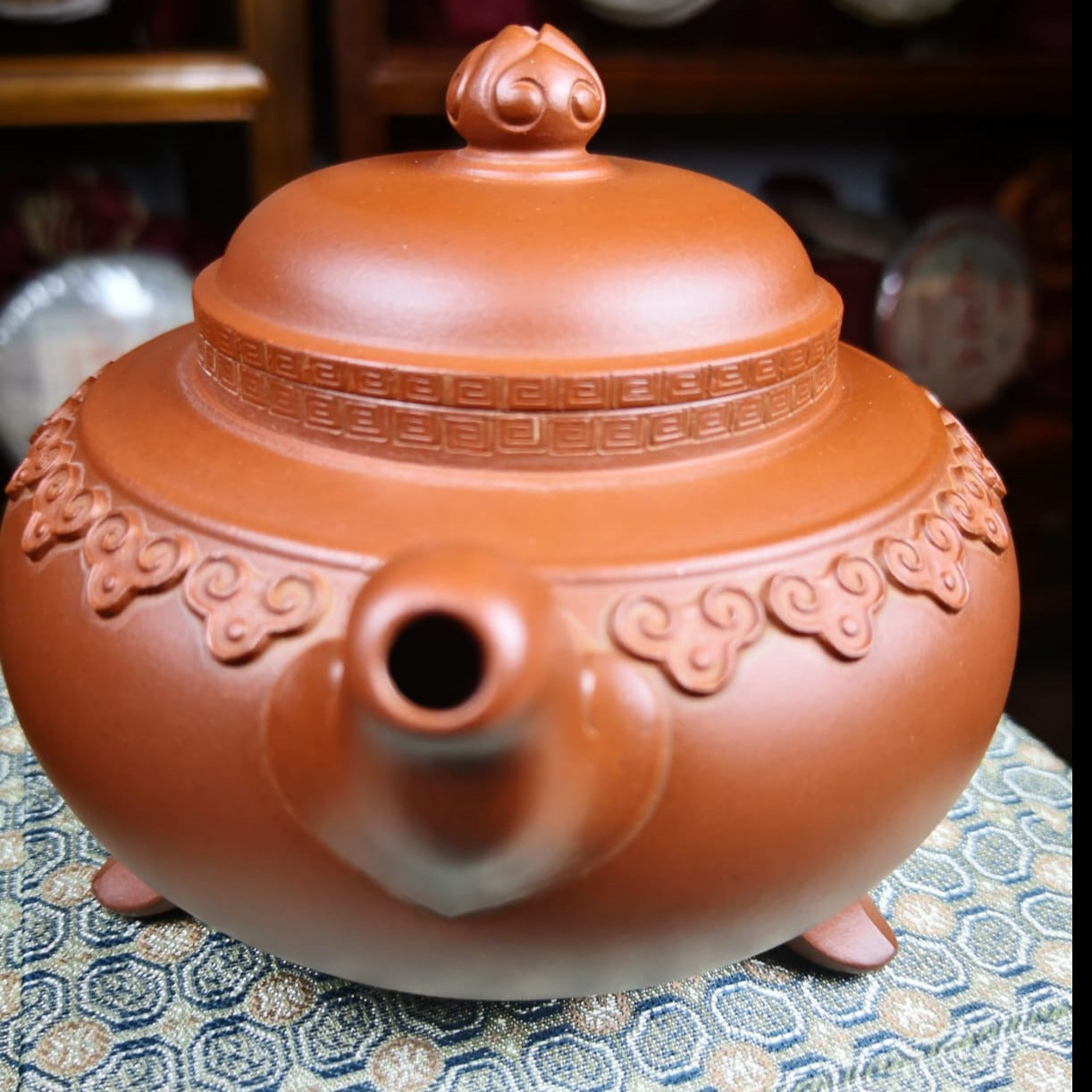Yixing Zisha Teapot - Purple Clay, Three-Legged Yun Jian Ru Yi Design by Cao Lanfang, National Senior Craft Artist | Handmade Chinese Tea Pot for Gongfu Tea Ceremony, Collectible Artwork