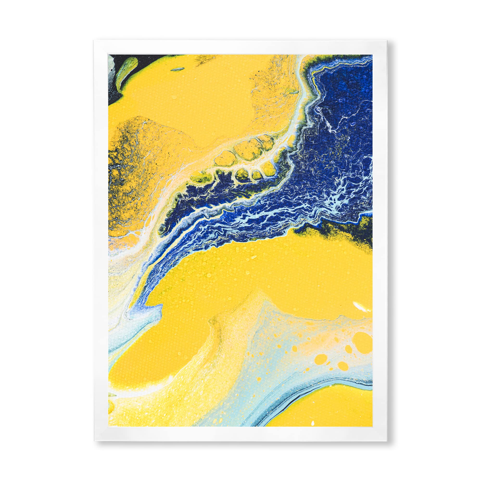Abstract Composition In Yellow and Blue VII - Modern Framed Wall Art Painting for Living Room, Bedroom & Office Decor | Contemporary Home Artwork