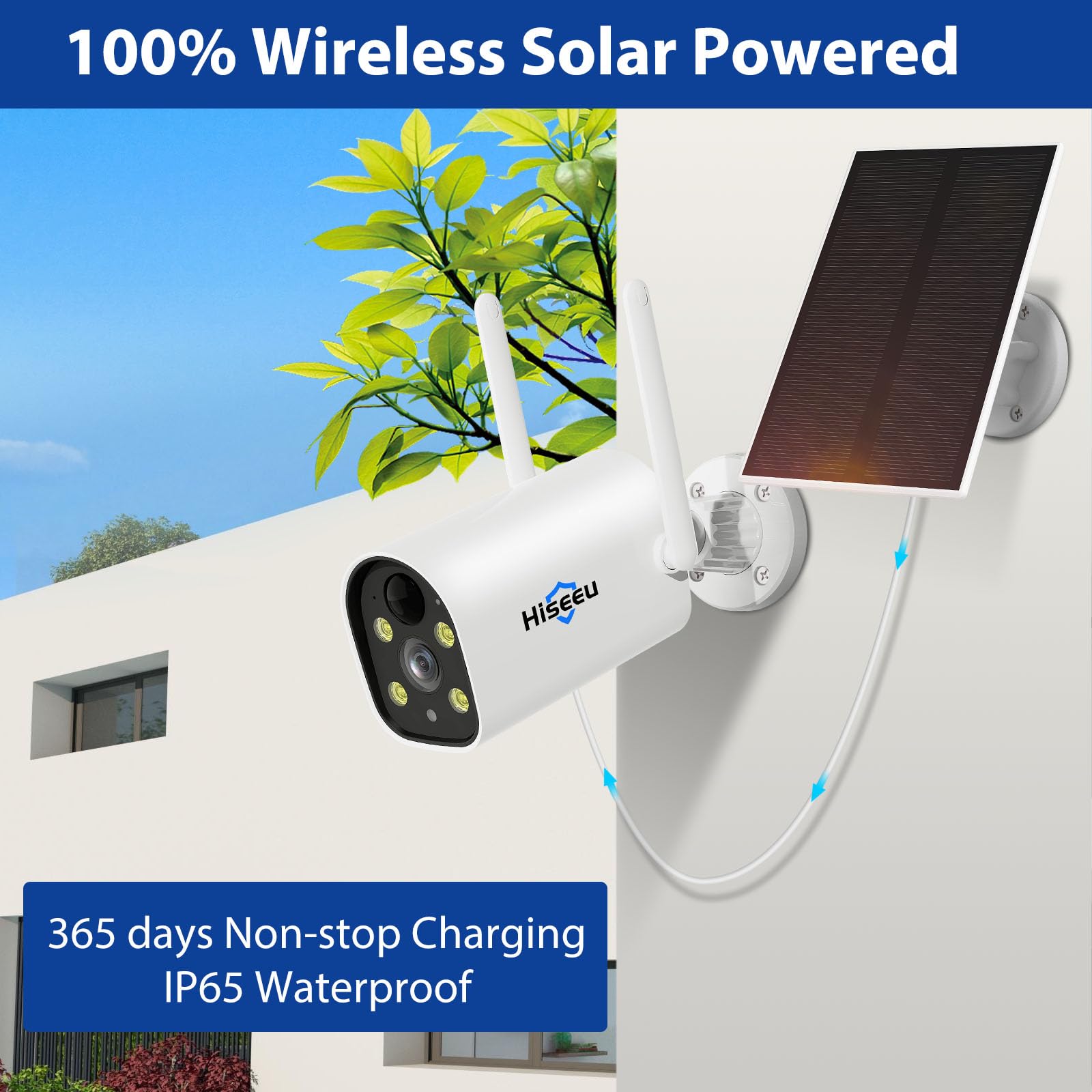Hiseeu 4K 10CH Solar Powered Wireless Outdoor Security Camera System with AI Human Detection, 2-Way Audio, 4MP Solar Battery Cameras, Color Night Vision, IP66 Waterproof, 1TB HDD - Ideal for Home Security, Business Surveillance, and Property Monitoring
