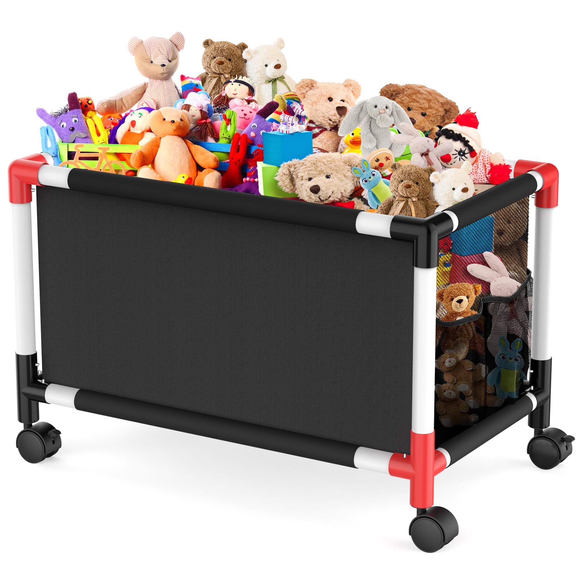 Extra Large Toy Storage Box with 360° Wheels - 120L Kids Toy Organizer Chest for Boys & Girls - Durable Oxford Fabric & Mesh Toy Box for Bedroom, Livingroom, Playroom - 28.4 x 15.4 x 19 Inches - Perfect for Organizing Stuffed Animals, LEGOs, Dolls & Kids Toys