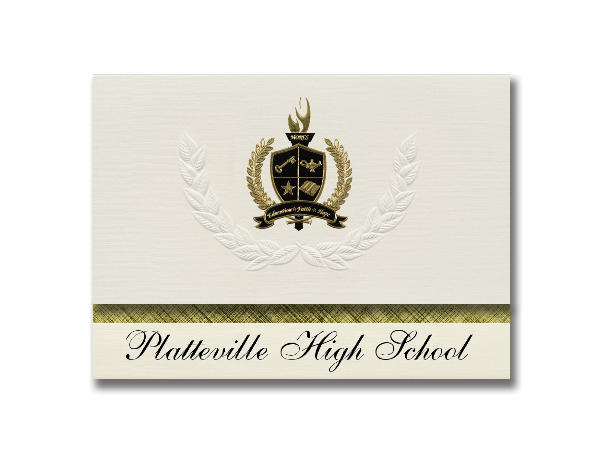 Platteville High School Graduation Announcements - Premium Presidential Style with Gold & Black Metallic Foil Seal (25-Pack) | Perfect for Graduation Ceremonies, Open Houses & Keepsake Memories