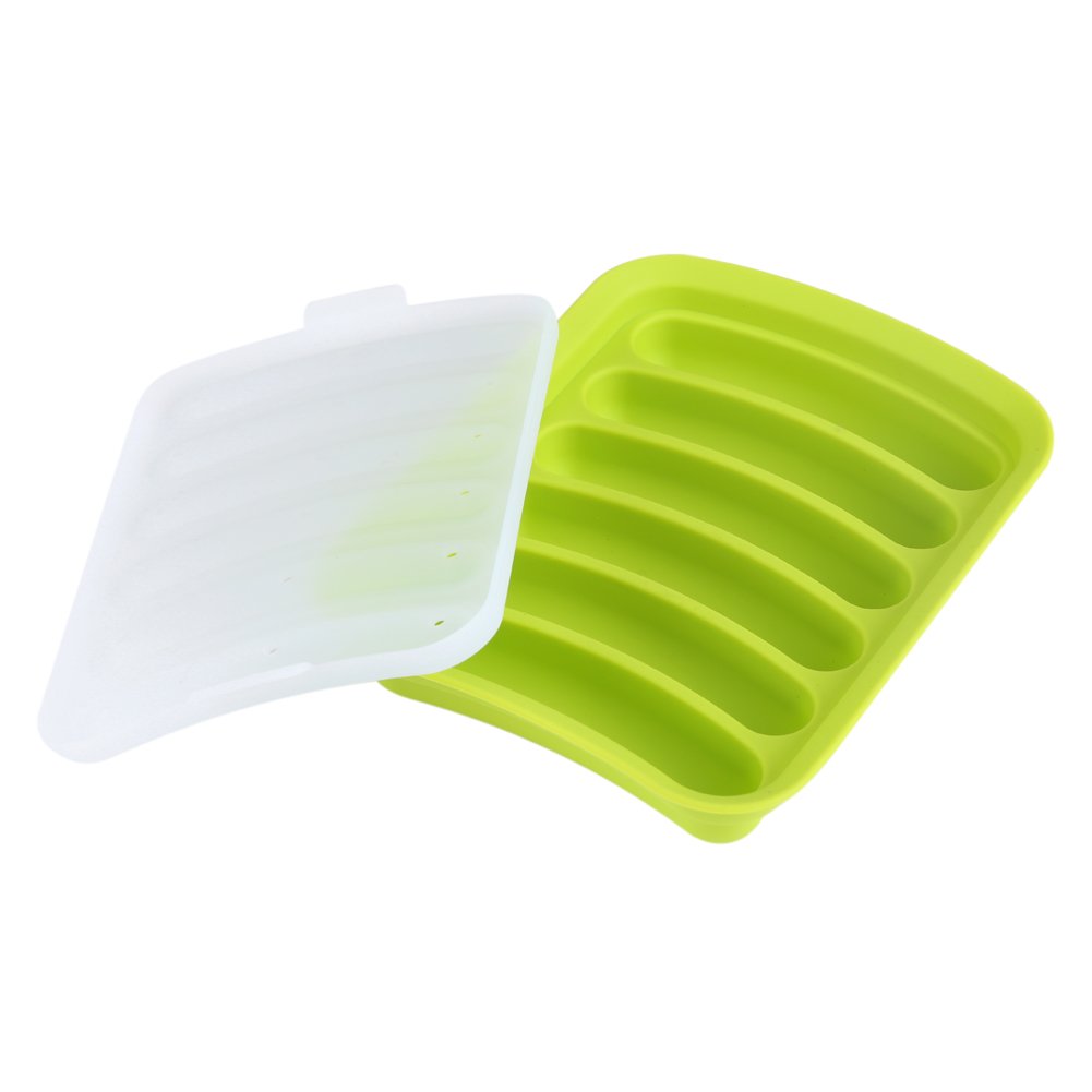 BORDSTRACT 6-Cavity Silicone Sausage Mold for DIY Hot Dogs - Non-Stick Baby Food Maker & Baking Tool (Green) - Perfect for Kids' Snacks, Homemade Treats & Kitchen Baking Accessories