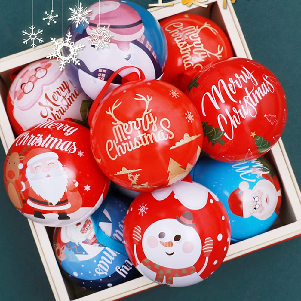 Creative Christmas Candy Storage Jar - Round Tinplate Ball Chocolate Candy Box for Christmas Tree Decorations, Holiday Party Favors & Festive Gift Giving