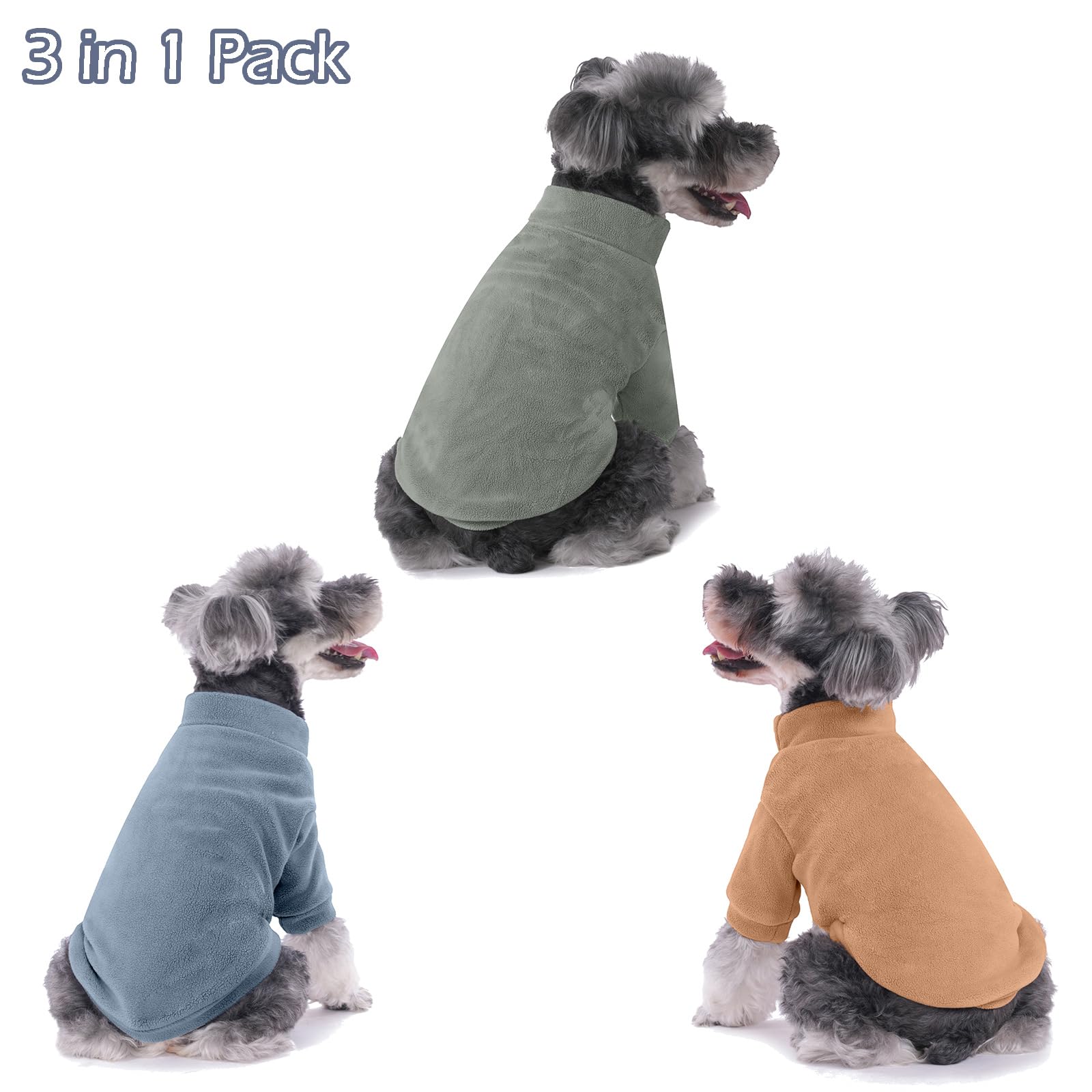 3 Pack Ultra Soft & Warm Dog Sweaters for Small Dogs - Winter Puppy Clothes for Girls & Boys (Light Blue, Olive, Brown) | Perfect for Cold Weather Walks & Indoor Comfort
