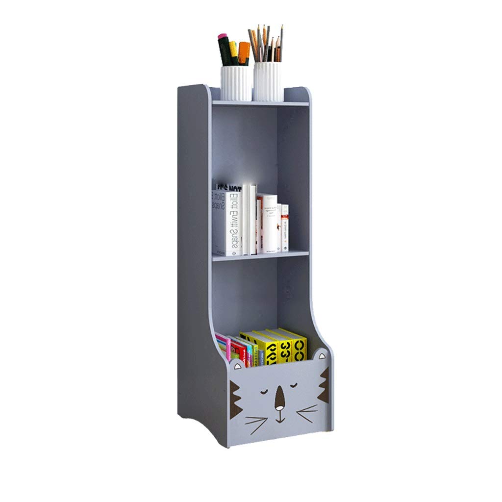 Wooden Bookshelf for Kids - Simple & Modern Bookcase with Storage for Bedroom, Living Room, or Study - Gray Student Bookshelves for Picture Books, Toys & Home Organization