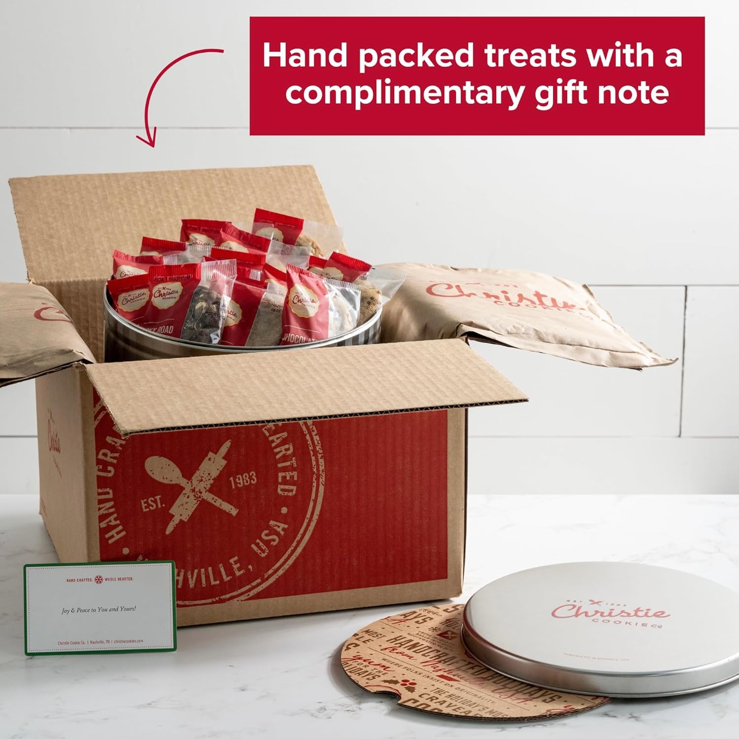 Christie Cookies - Gourmet Assortment of 60 Fresh-Baked Cookies in Elegant Silver Tin | No Preservatives Added | Perfect for Gifts, Parties & Holiday Treats