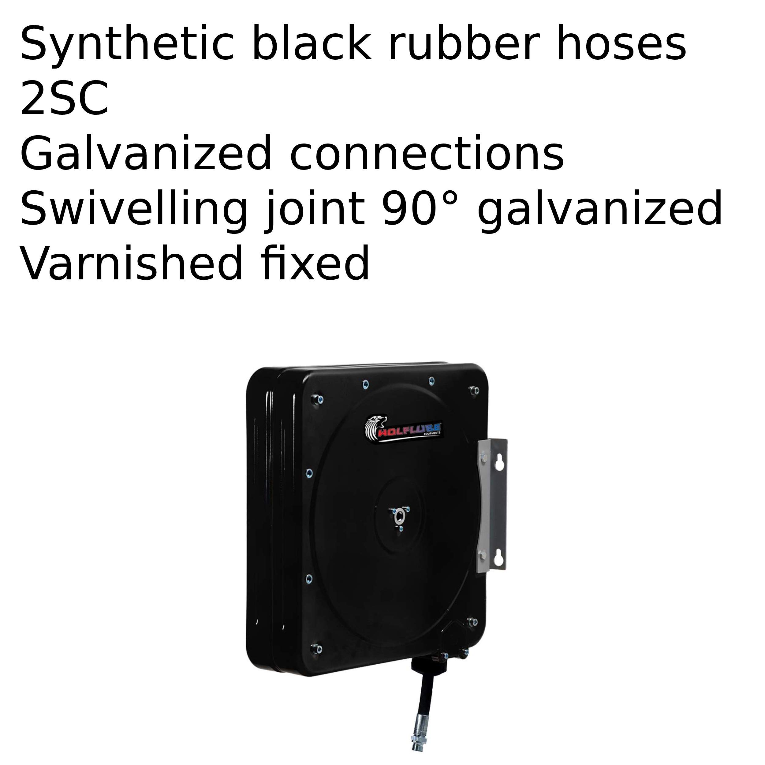 Automatic 3/8 Inch 50ft Grease Hose Reel - Heavy Duty Retractable Hose Storage for Garage, Workshop & Industrial Use