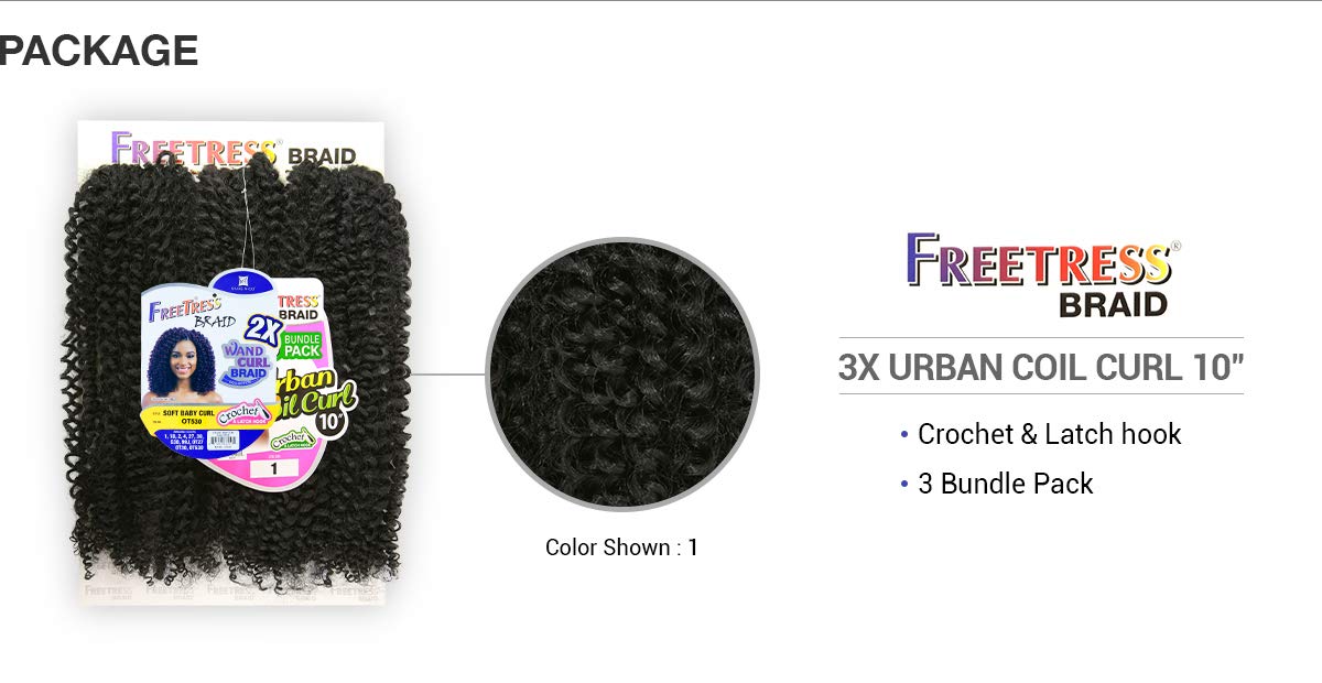 FreeTress Crochet Braids 3X Urban Coil Curl 10