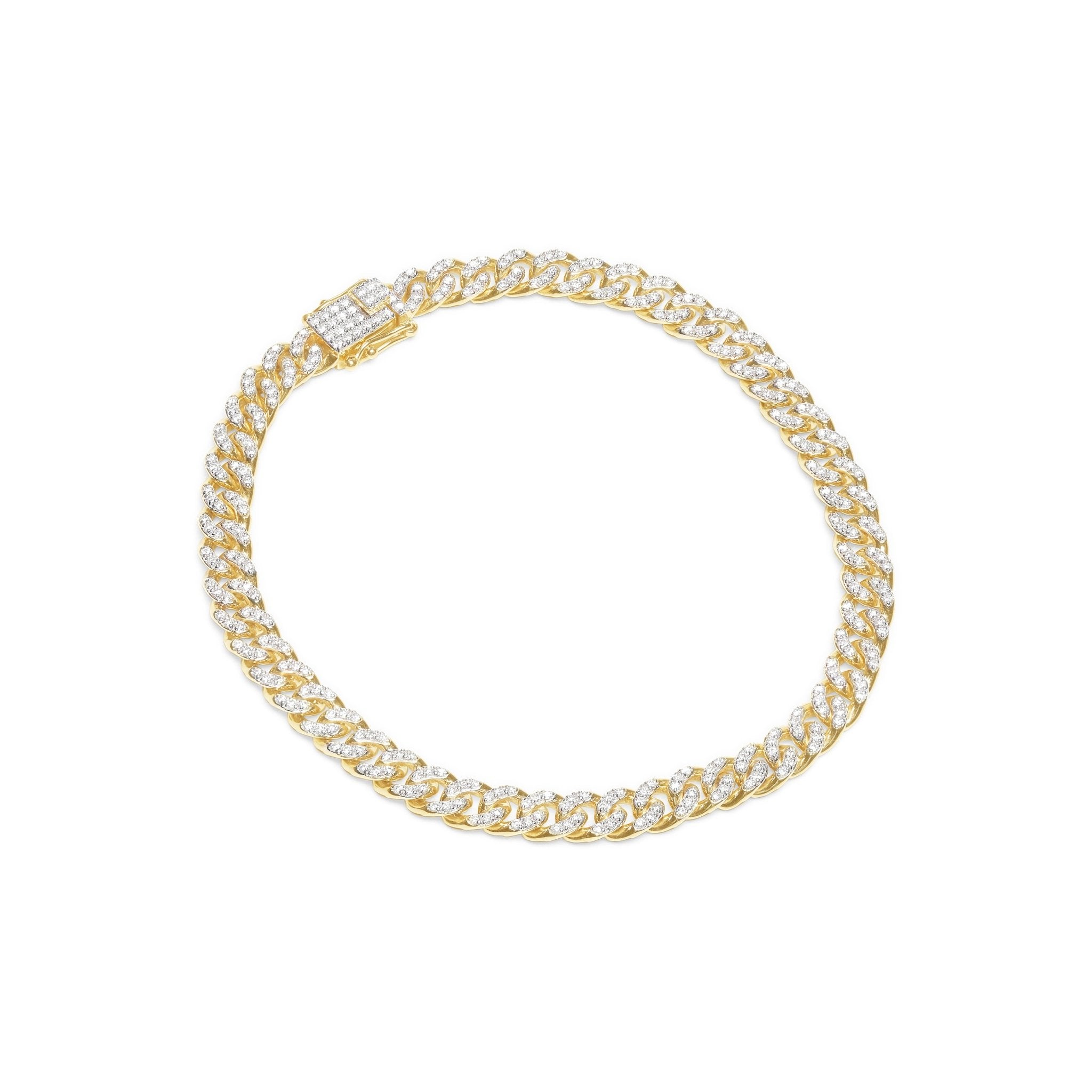 14K Solid Yellow Gold Diamond Cuban Chain Bracelet for Men & Women - Luxury Hip Hop Jewelry Gift for Birthday, Anniversary & Special Occasions