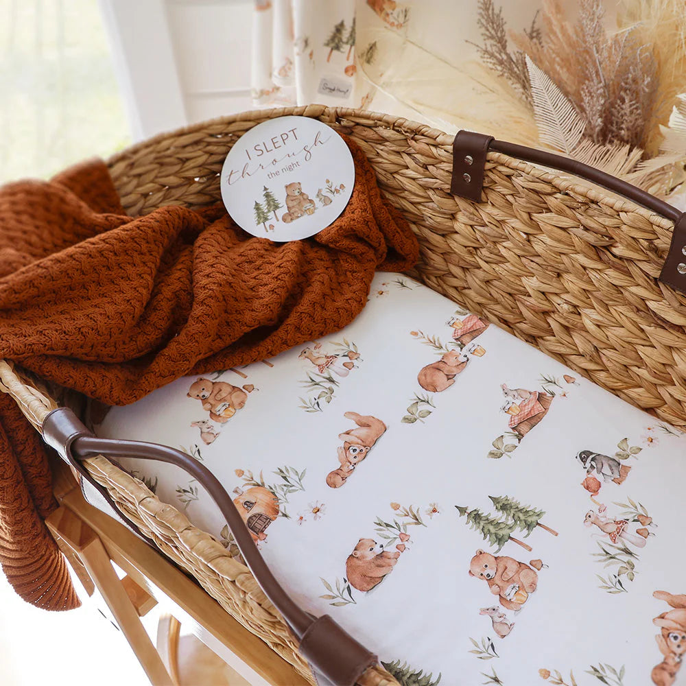 Snuggle Hunny Bassinet Sheet & Change Pad Cover with Bears - Soft & Breathable for Baby's Comfort - Perfect for Nursery, Travel & Daily Use
