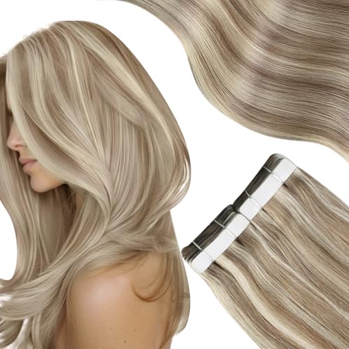 #9A Light Brown Highlighted 60 Platinum Blonde
