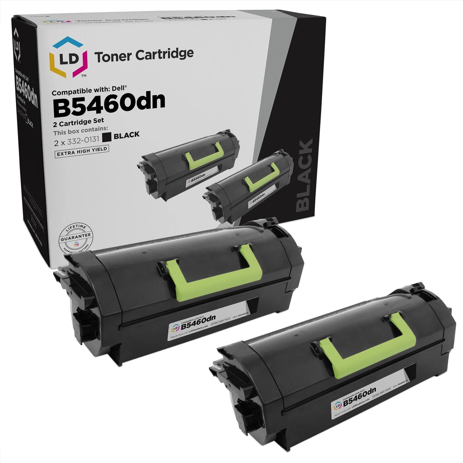 LD Products High Yield Black Toner Cartridge (2-Pack) - Compatible with Dell B5460dn Printer Models 332-0131 | Replacement for Office & Home Laser Printing Needs