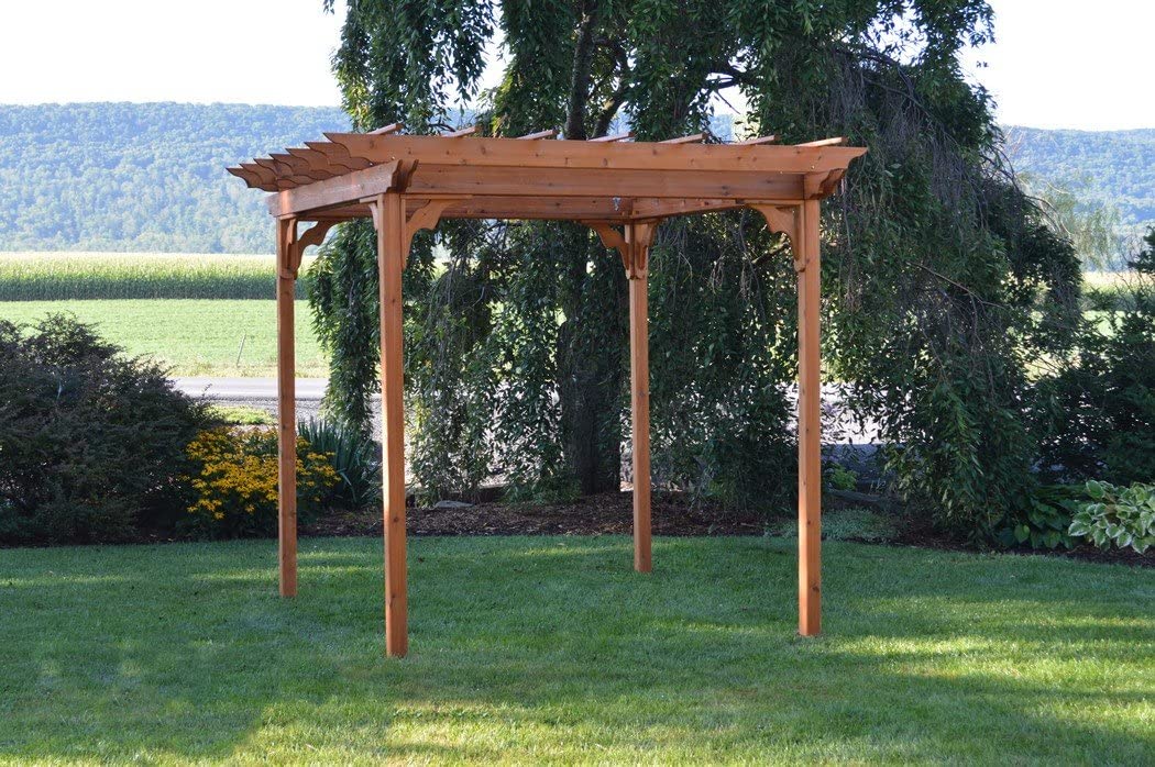 A & L Furniture Cedar Pergola with Swing Hangers - Outdoor Garden Gazebo for Backyard, Patio, and Swing Set Installation