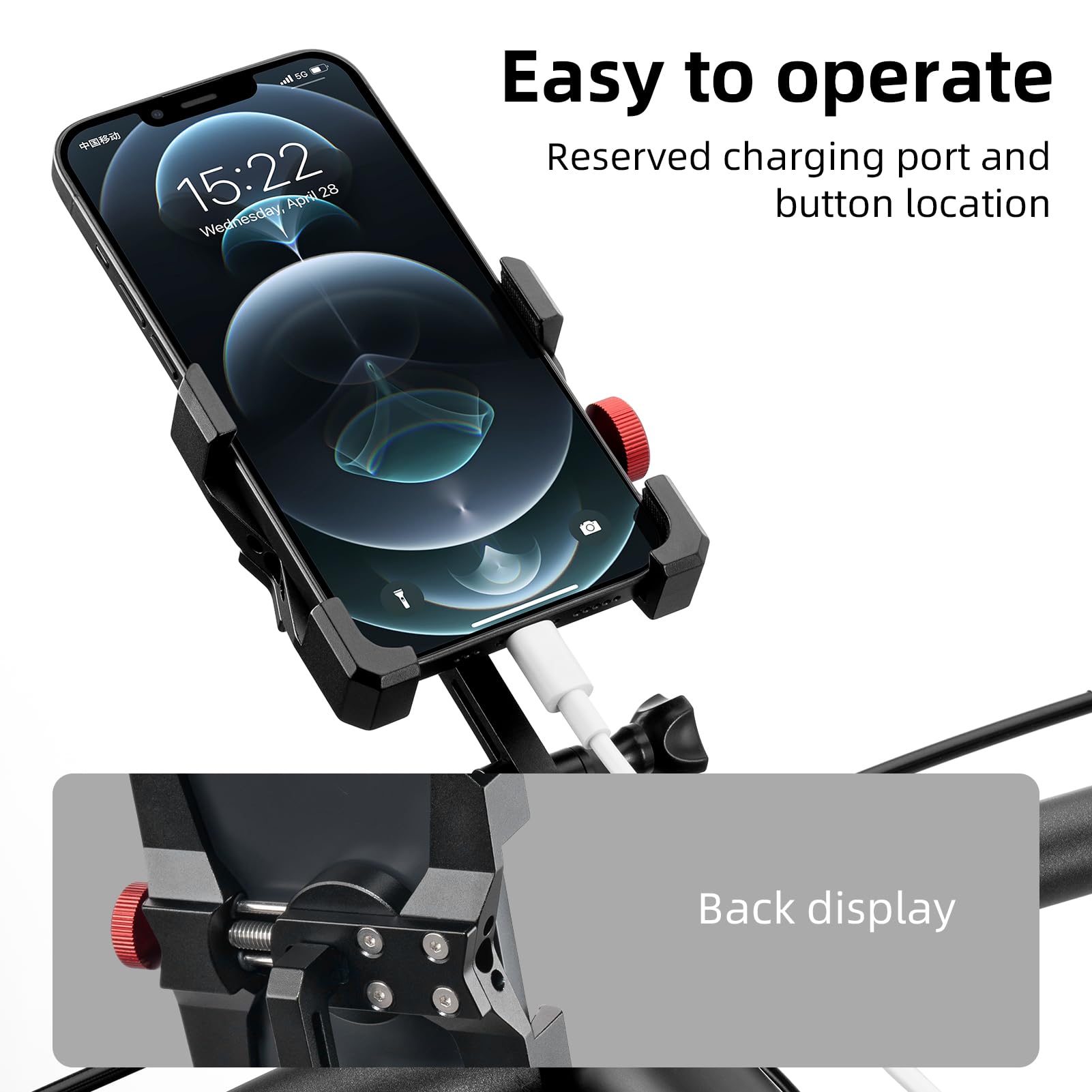 ROCKBROS Aluminum Bike Phone Mount Holder - Universal Handlebar Mount for 4.7-7.1 Inch Smartphones - Perfect for Cycling, Commuting & Outdoor Adventures