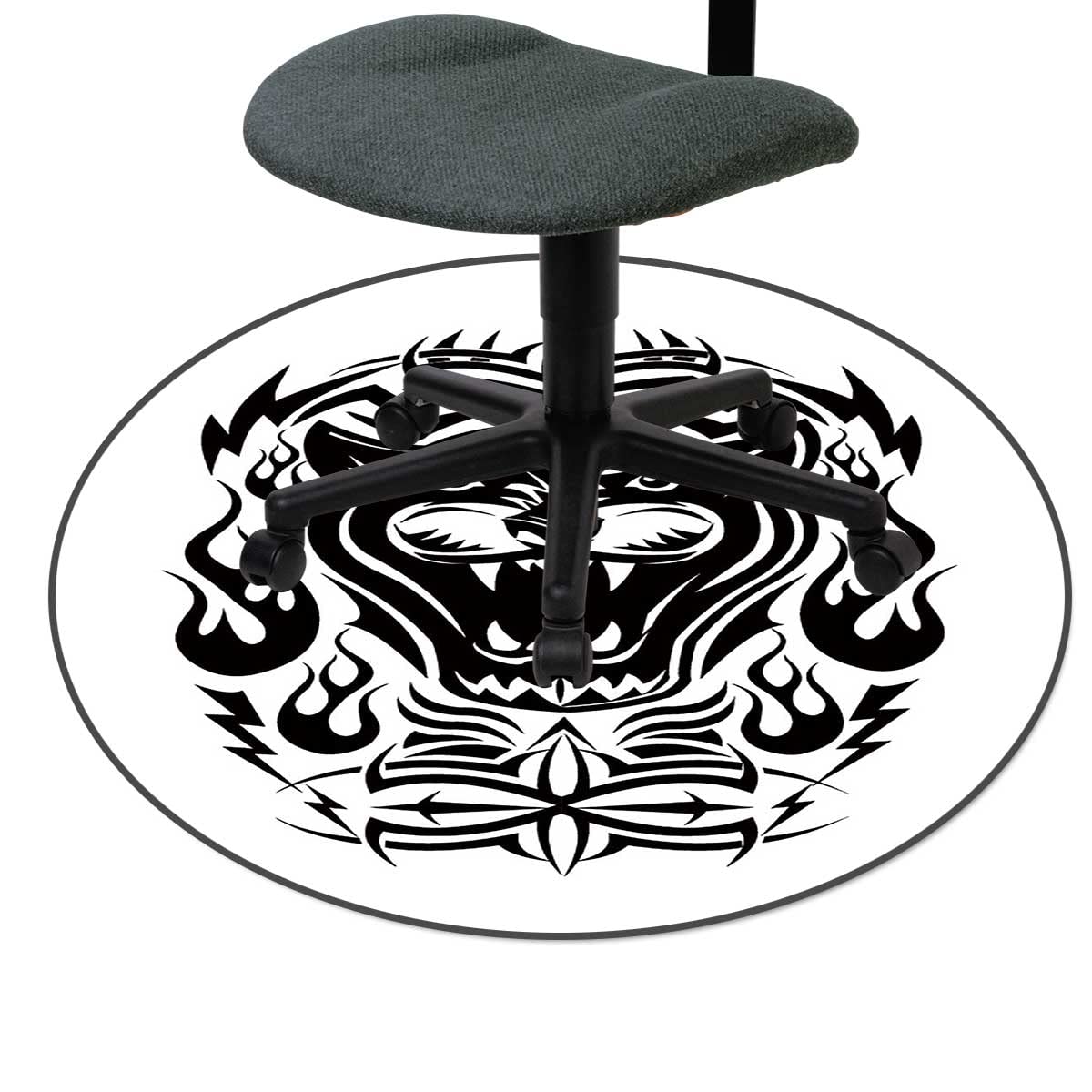 35 Inch Non-Slip Animal Print Chair Mat for Office Carpet - Durable Desk Chair Rug Protector for Hard Floors & Home Office Use