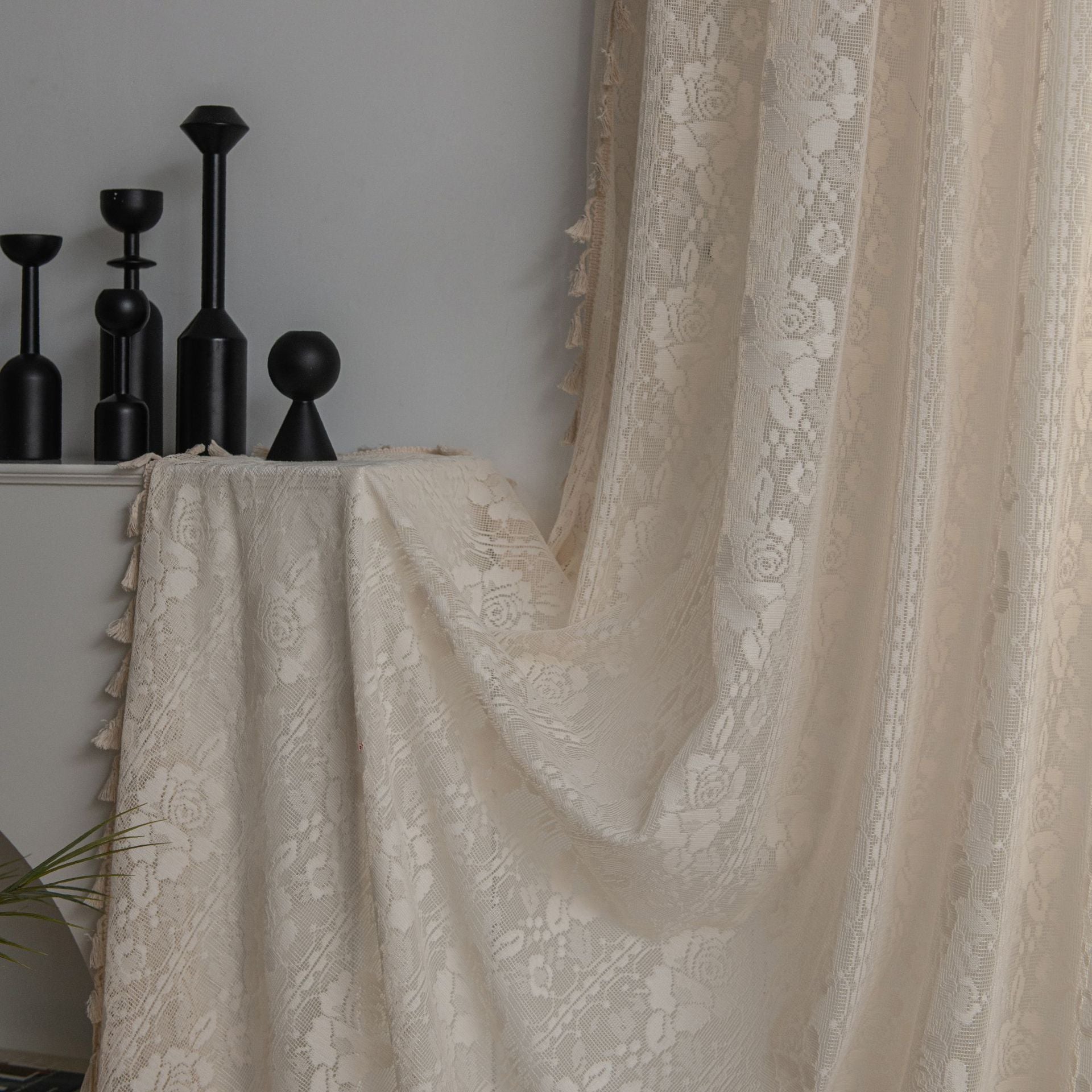 Rosa White Hollow Floral Grommet Sheer Custom Curtains - Elegant Window Treatments for Living Room, Bedroom & Home Decor