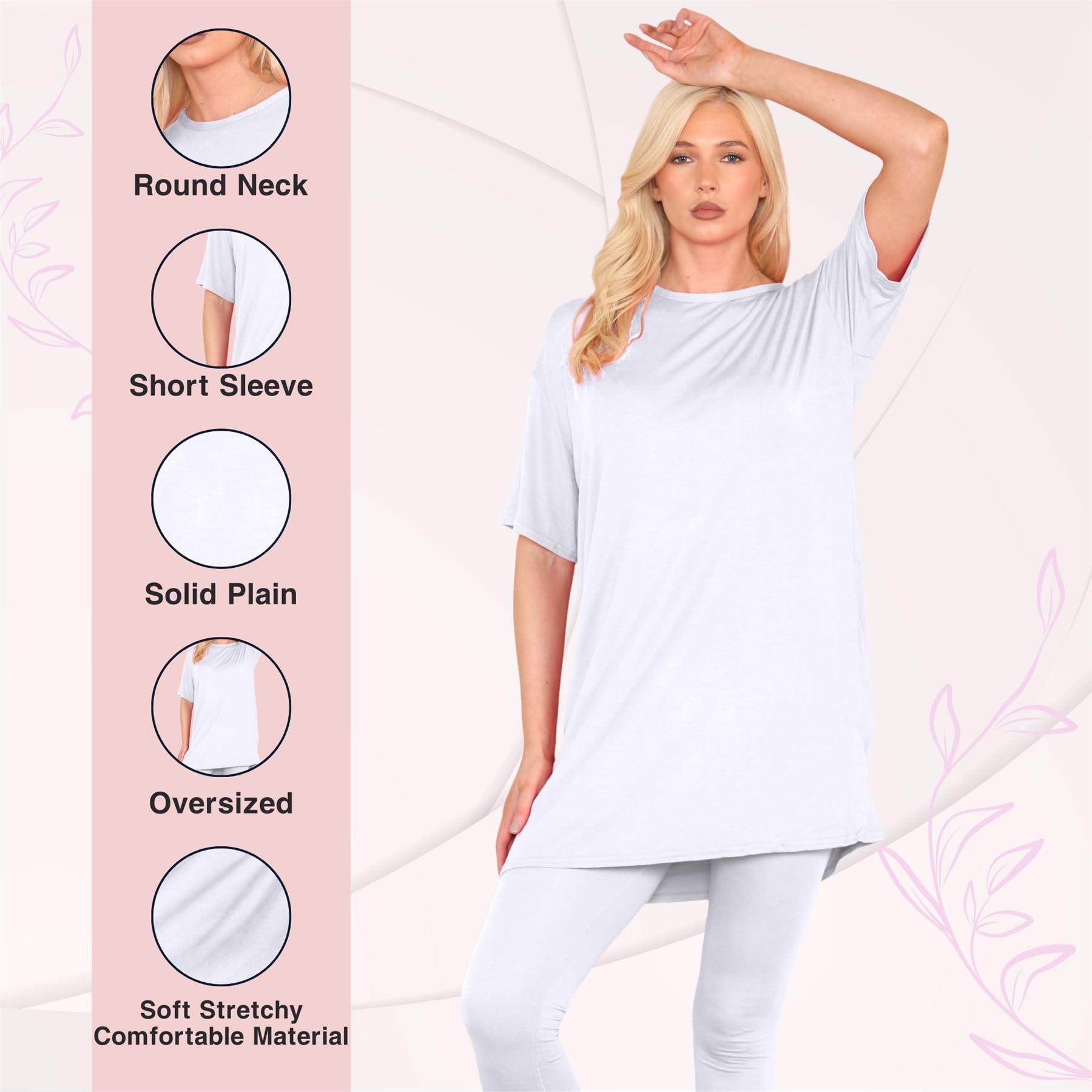 Janisramone® Women's Oversized T-Shirt Dress - Soft & Comfortable Casual Short Sleeve Tunic Top for Women - Perfect Summer PJ Dress, Lounge Wear, and Street Style Outfit