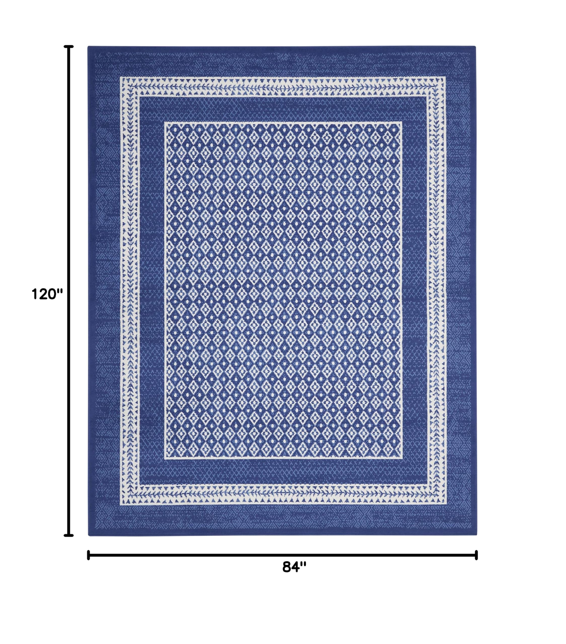 Nourison Whimsicle Geometric Navy 7' x 10' Area Rug - Easy to Clean, Non-Shedding, Soft & Durable - Perfect for Bedroom, Living Room, Dining Room, Kitchen Decor (7x10) - Adds Style & Comfort to Your Home