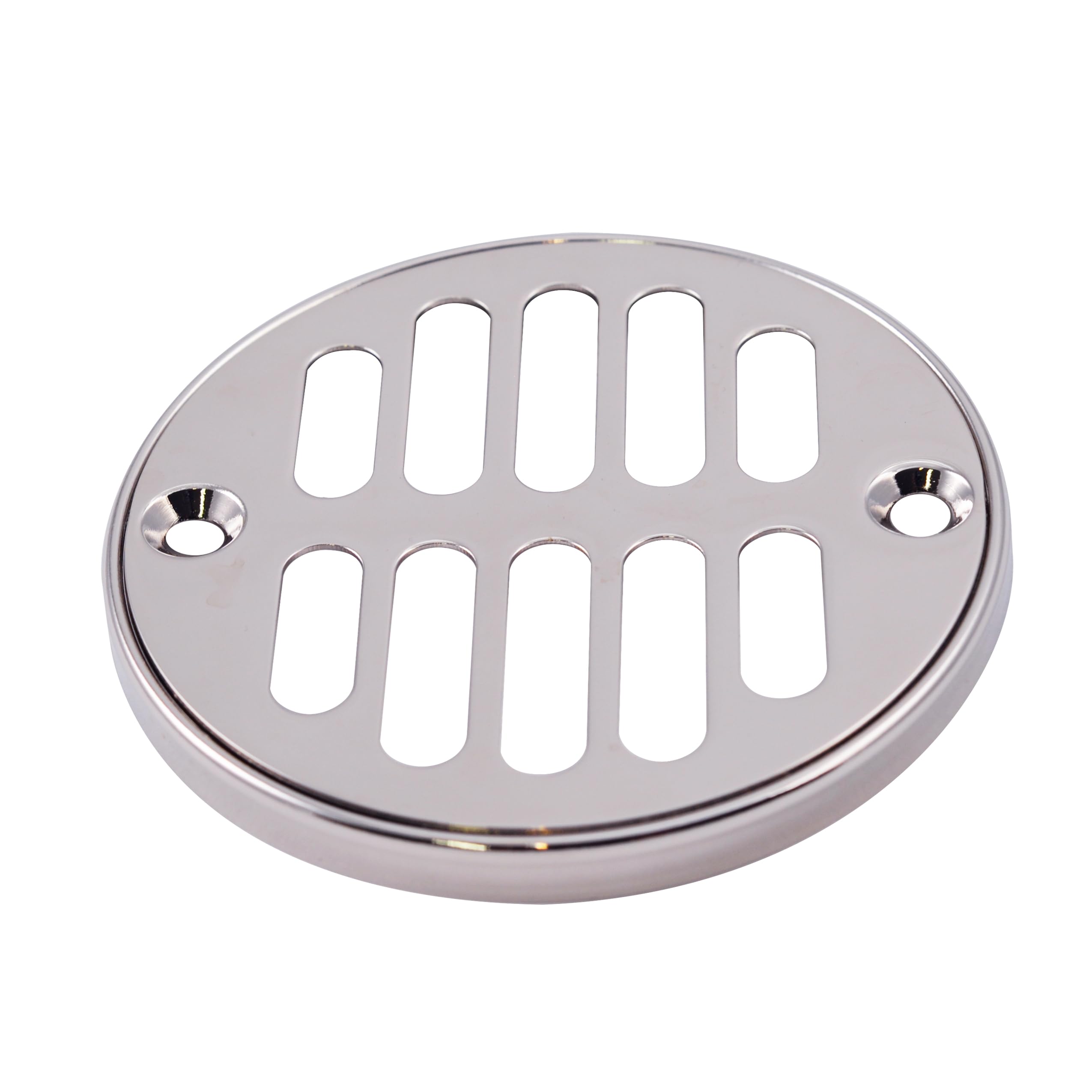 Westbrass D312-26 Polished Chrome Shower Drain Strainer Set with Screw-In Grill & Crown - Perfect for Bathroom, Shower & Bathtub Drain Installation