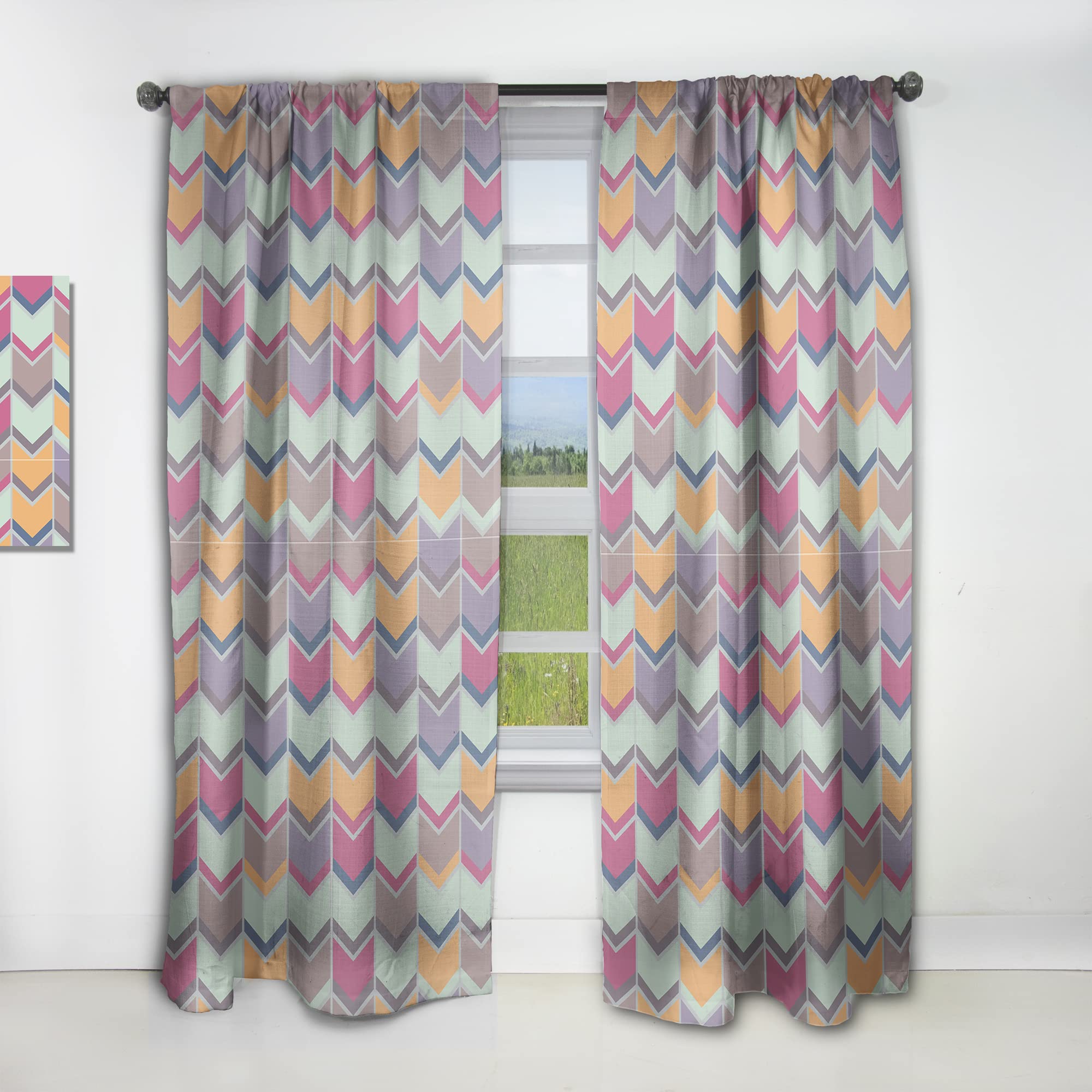Abstract Retro Geometric Design Thermal Insulated Curtain Panel - 52x120 Inches - Modern Window Drapes for Bedroom & Living Room - Noise Reducing, Blackout, Energy Saving Home Decor