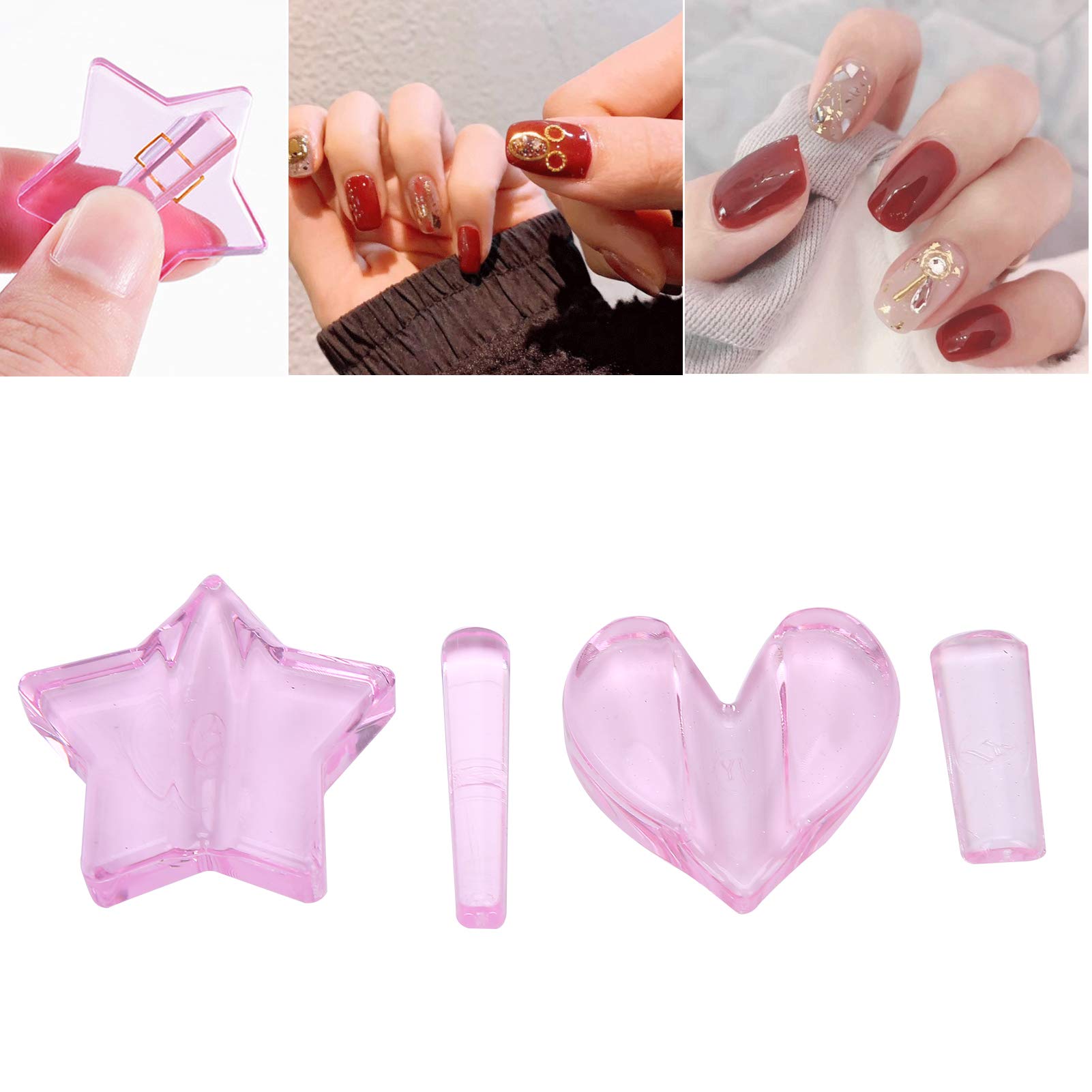 2PCS Nail Art Metal Frame - Star & Heart Embossed Bending Tool for DIY Manicure, Nail Salon & Home Use | Professional Nail Art Equipment for Creative Designs