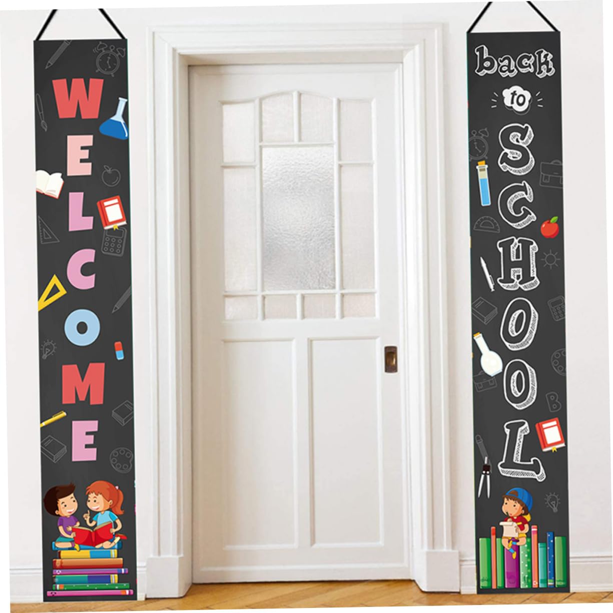 Zerodeko 1 Pair Decorative Curtain Emblems - Office & School Welcome Signs, Back to School Banner for Classroom Decor, Campus Events & Seasonal Celebrations