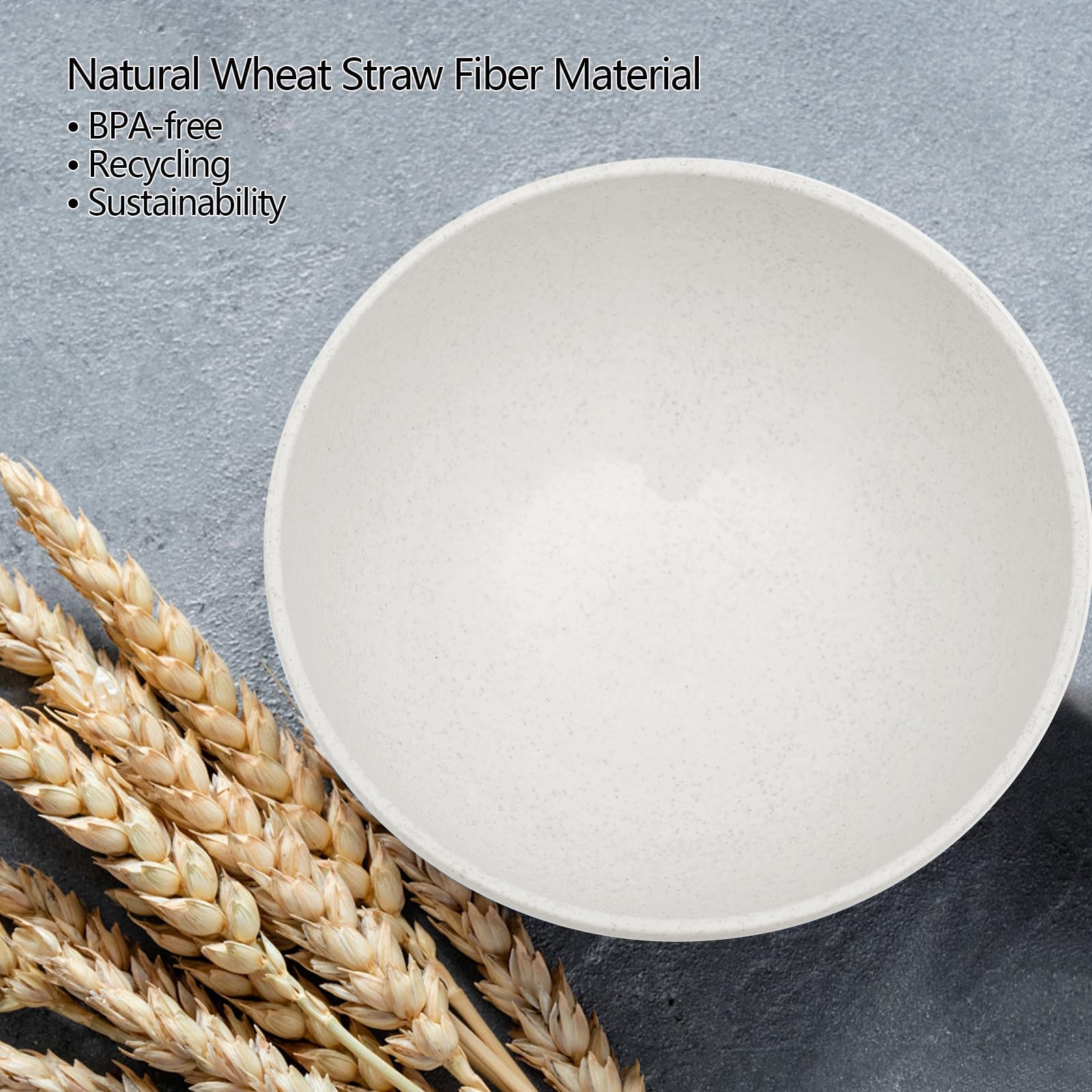 34oz Unbreakable Wheat Straw Fiber Cereal Bowls Set of 8 - BPA Free, Microwave & Dishwasher Safe, Lightweight Eco-Friendly Kitchen Bowls for Cereal, Salad, Soup, Snacks - Perfect for Family Meals, Picnics, and Office Lunches