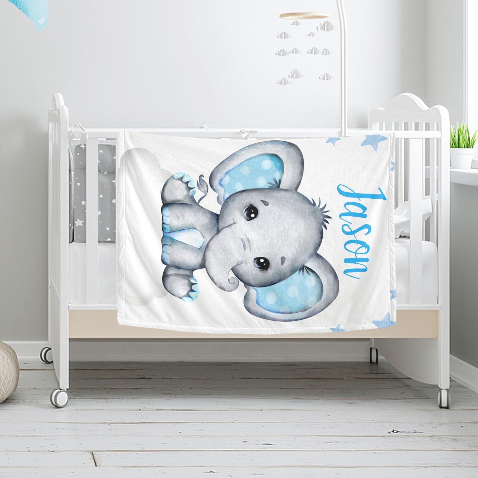 Personalized Baby Blanket with Name - Custom Elephant Design for Boys & Girls | Super Soft Newborn Blanket | Perfect Baby Shower Gift & Nursery Decor | Ideal for Cuddling, Swaddling & Photo Props