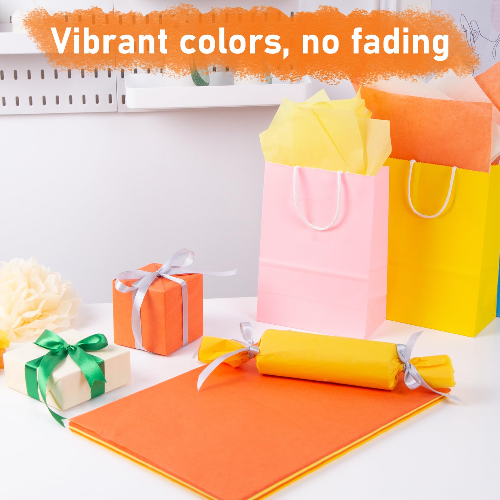 VGOODALL 450 Sheets Orange Tissue Paper, 11.5 x 8 Inch Bulk Fall Tissue Paper for Gift Wrapping, DIY Crafts, Birthday & Thanksgiving Party Decorations - Perfect for Autumn, Halloween, and Holiday Gift Bags