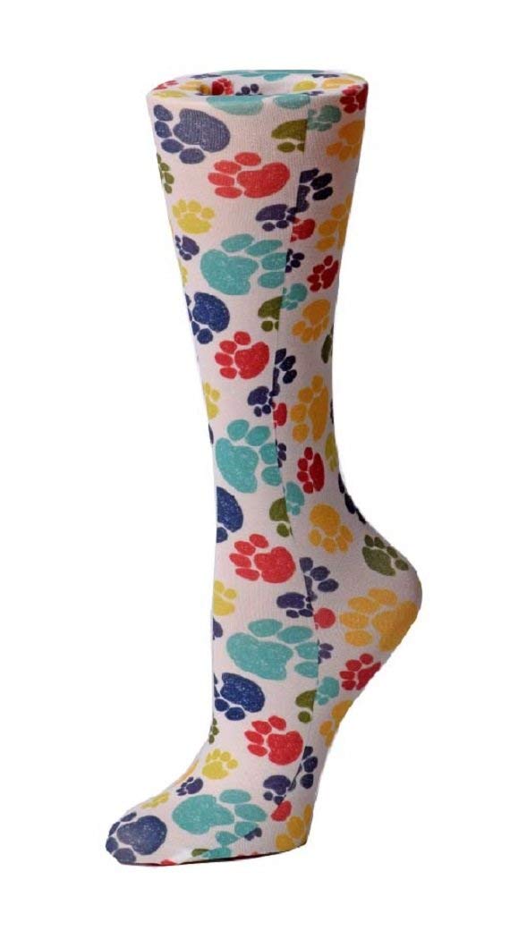 Best Compression Socks for Wide Calves 10-18mmHg - Paw Prints Design - Improve Circulation & Reduce Swelling - Perfect for Travel, Running & Nurses