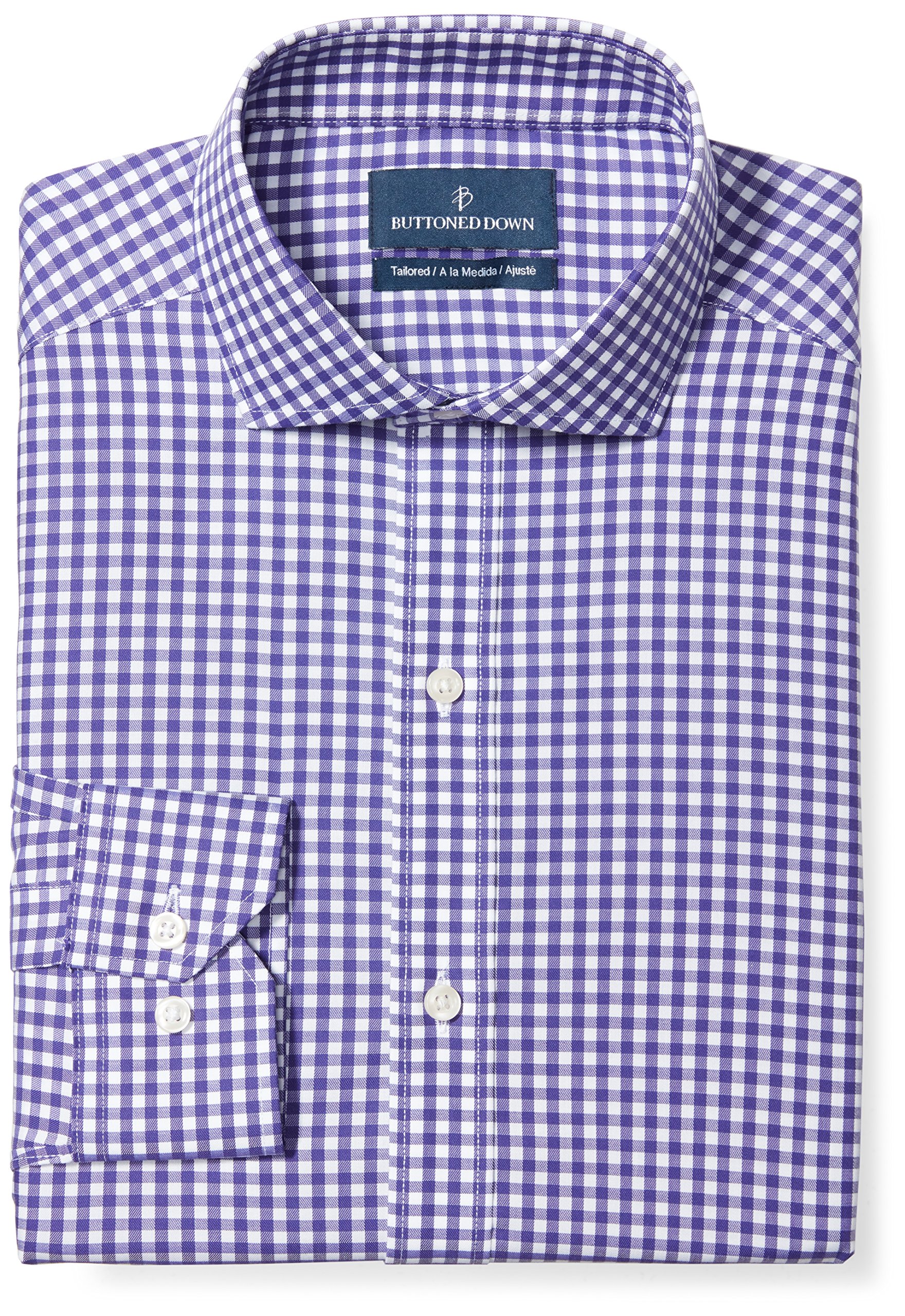 Buttoned Down Men's Tailored Fit Cutaway Collar Pattern Dress Shirt | Formal Business Attire & Office Wear | Perfect for Weddings, Interviews & Professional Events