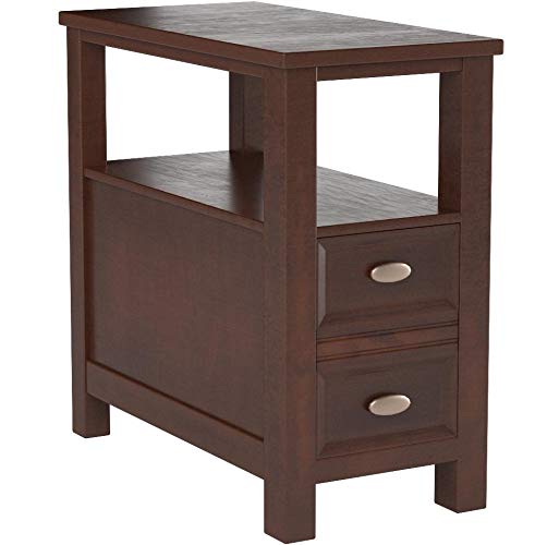 Cherry Finish Side Table with Drawer - Compact Nightstand for Bedroom, Living Room, or Office - Sturdy Wooden End Table with Storage Space