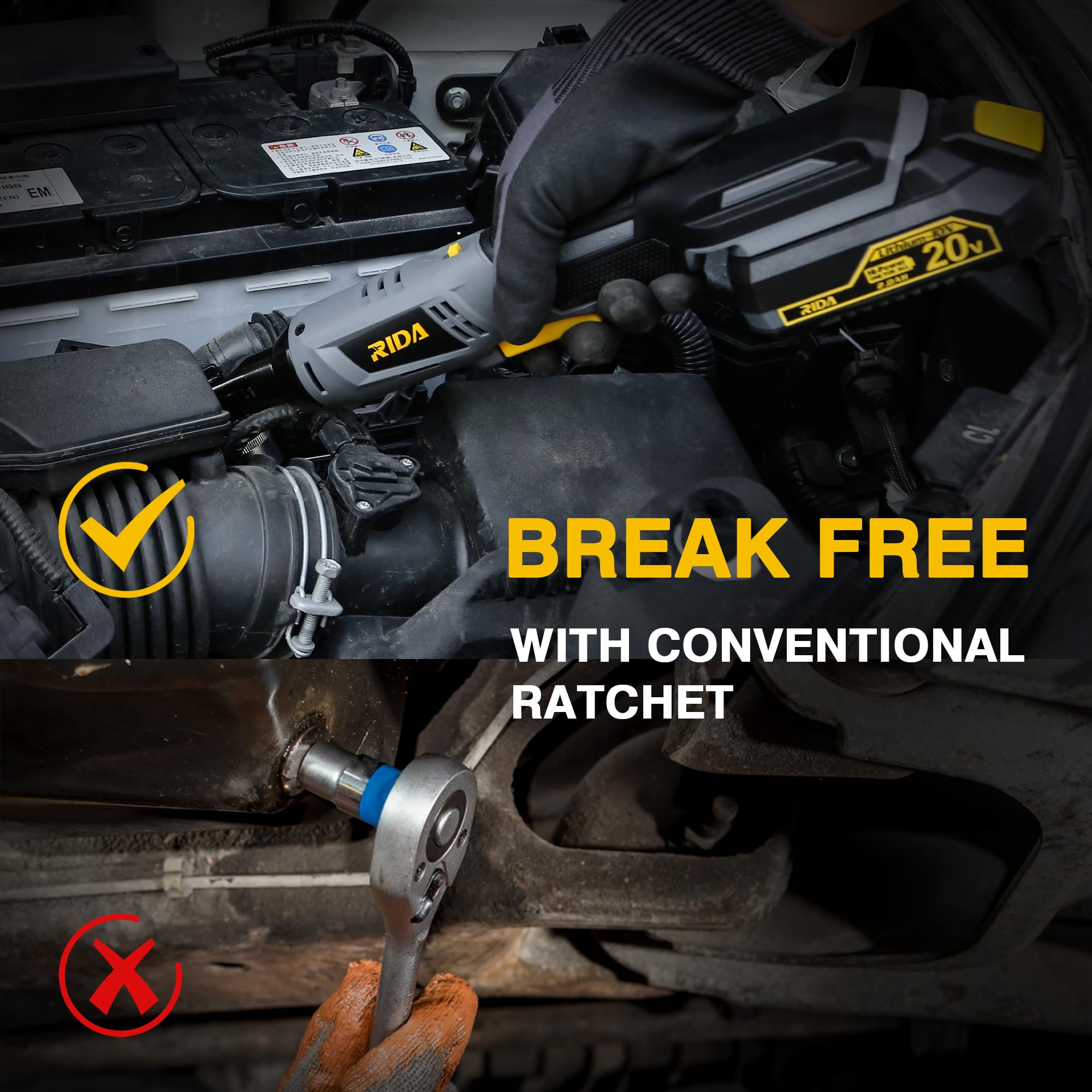 20V Cordless Ratchet Wrench Set - 60N.m Torque 3/8
