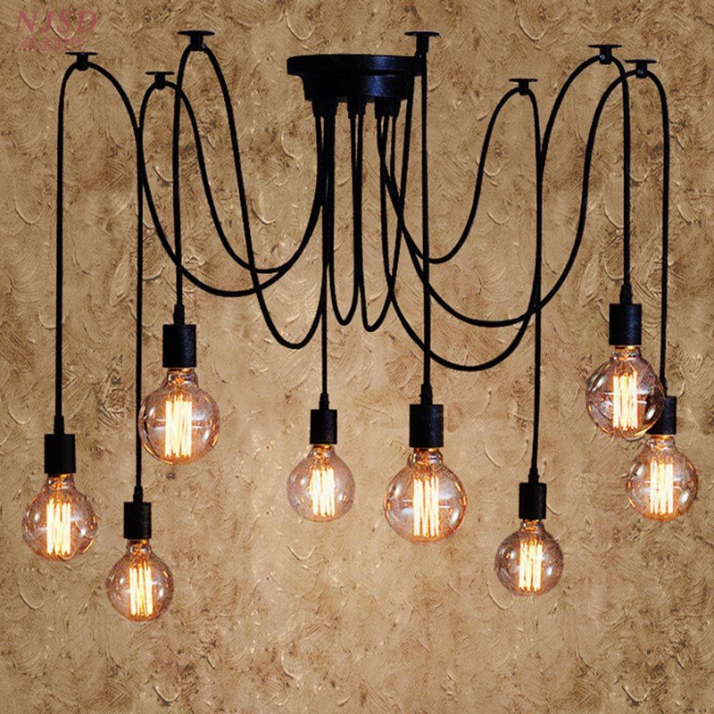 Gundersen Industrial Rustic Chandelier with Spider Leg Design - Perfect for Farmhouse, Loft & Industrial Style Dining Room Lighting
