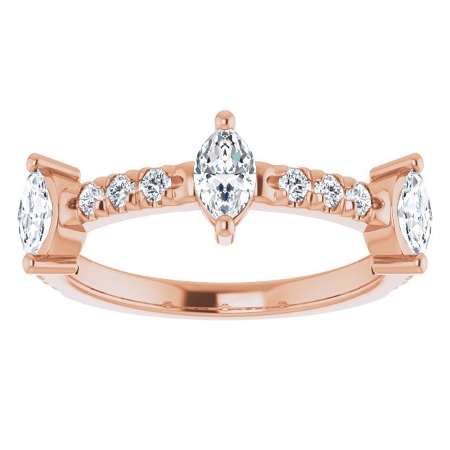 0.87 Carat Marquise and Round Diamond Wedding Band for Women - Elegant Bridal Ring for Engagement, Anniversary & Special Occasions
