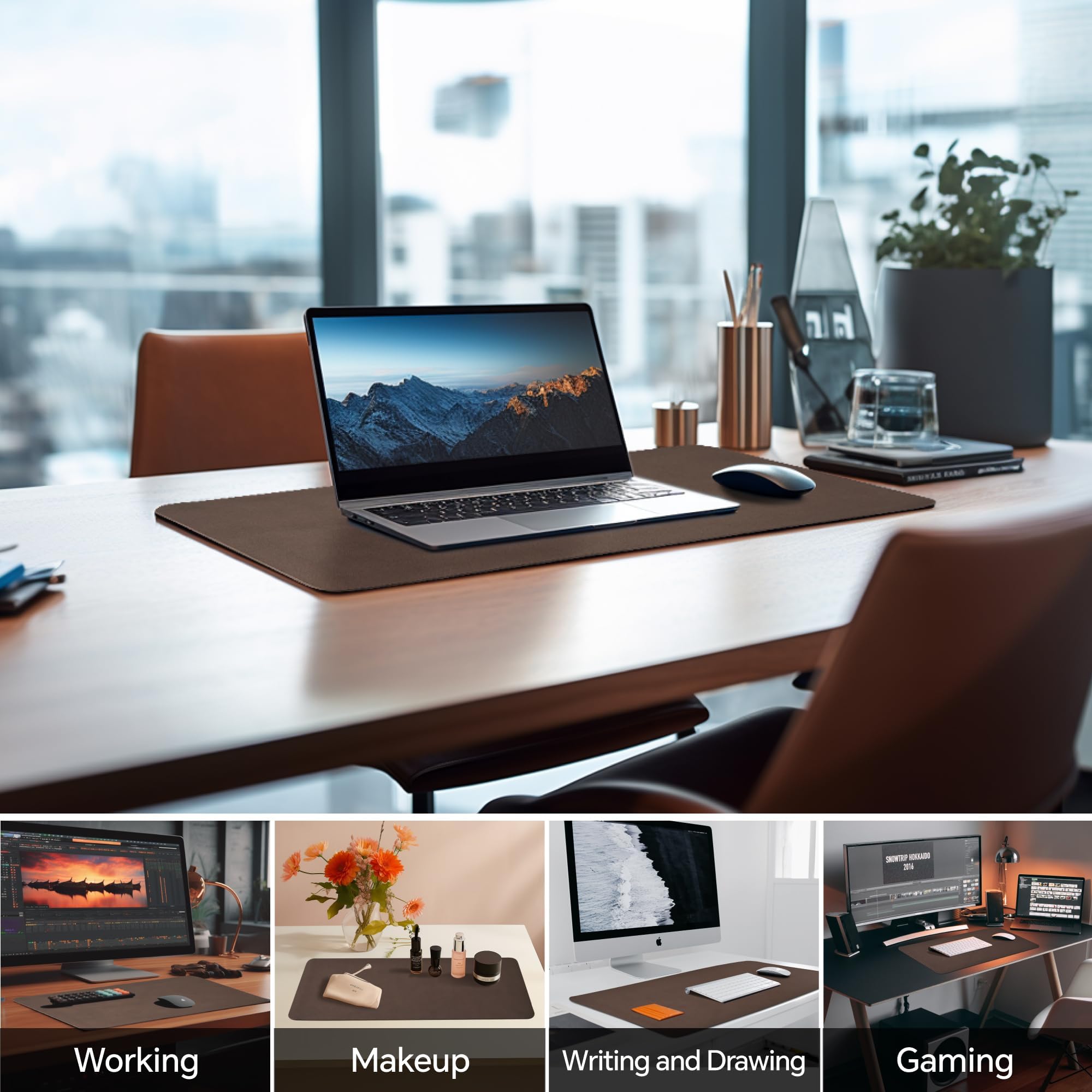 Premium Genuine Leather Desk Mat - Large Waterproof Office Desk Pad, Non-Slip Mouse Pad & Writing Surface for Home & Office (31.5