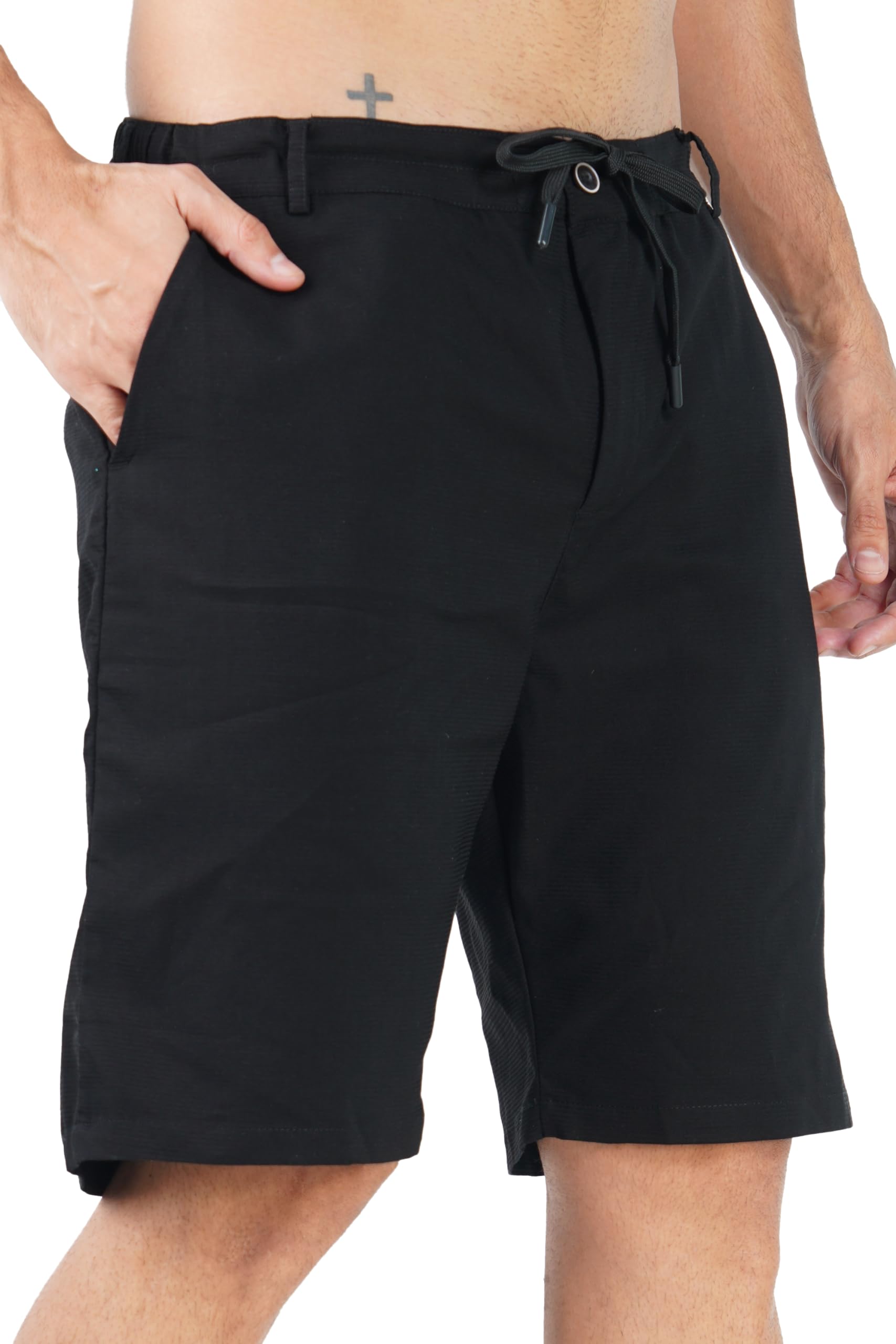 Men's Lightweight Cotton Chino Shorts with Pockets - Comfortable Casual Summer Shorts for Outdoor Activities, Travel & Beach