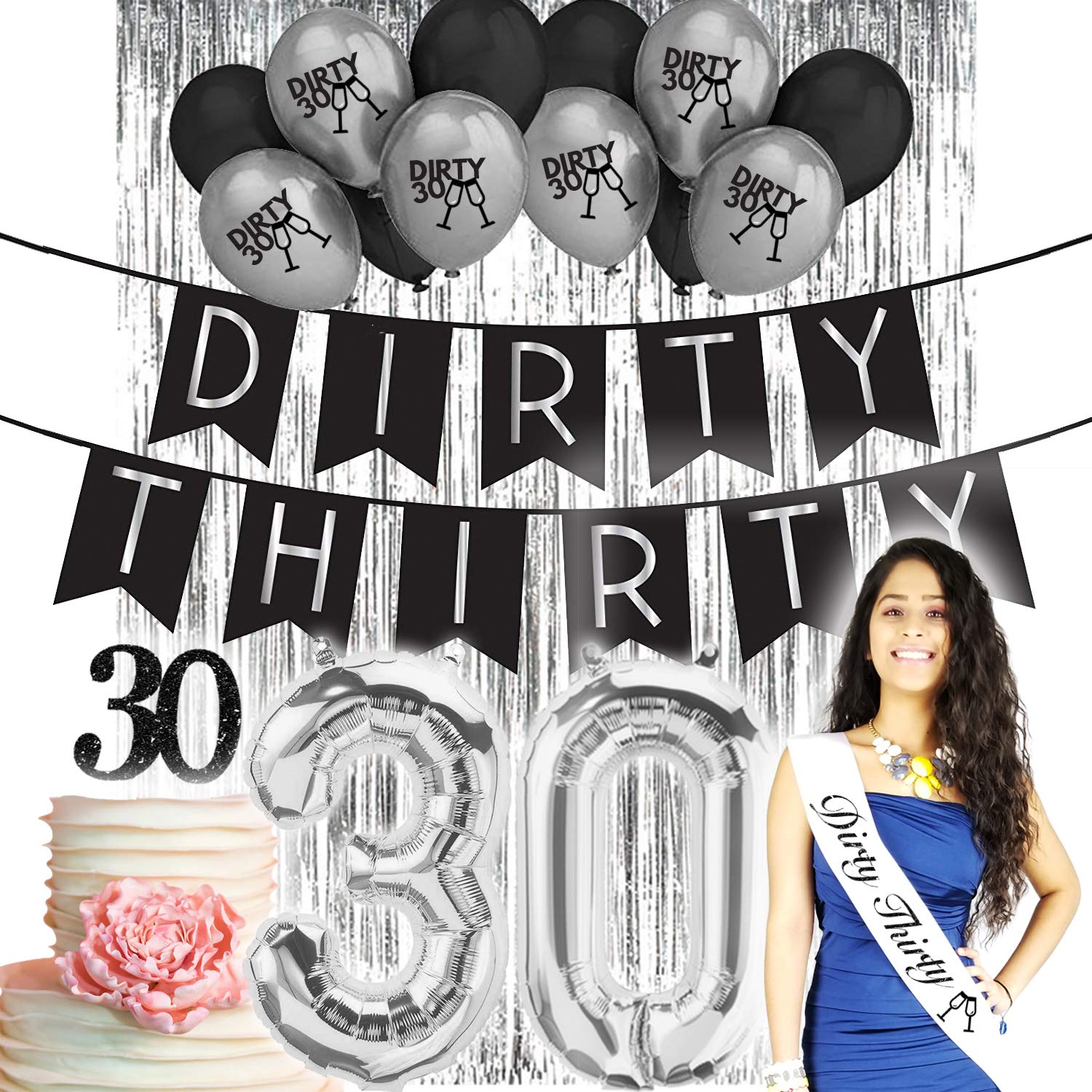 30th Birthday Decorations for Women & Men - Black & Silver RIP to My 20s Theme with 30 Balloon Numbers | Perfect for 30th Birthday Parties, Milestone Celebrations & Funny Adult Birthday Decor