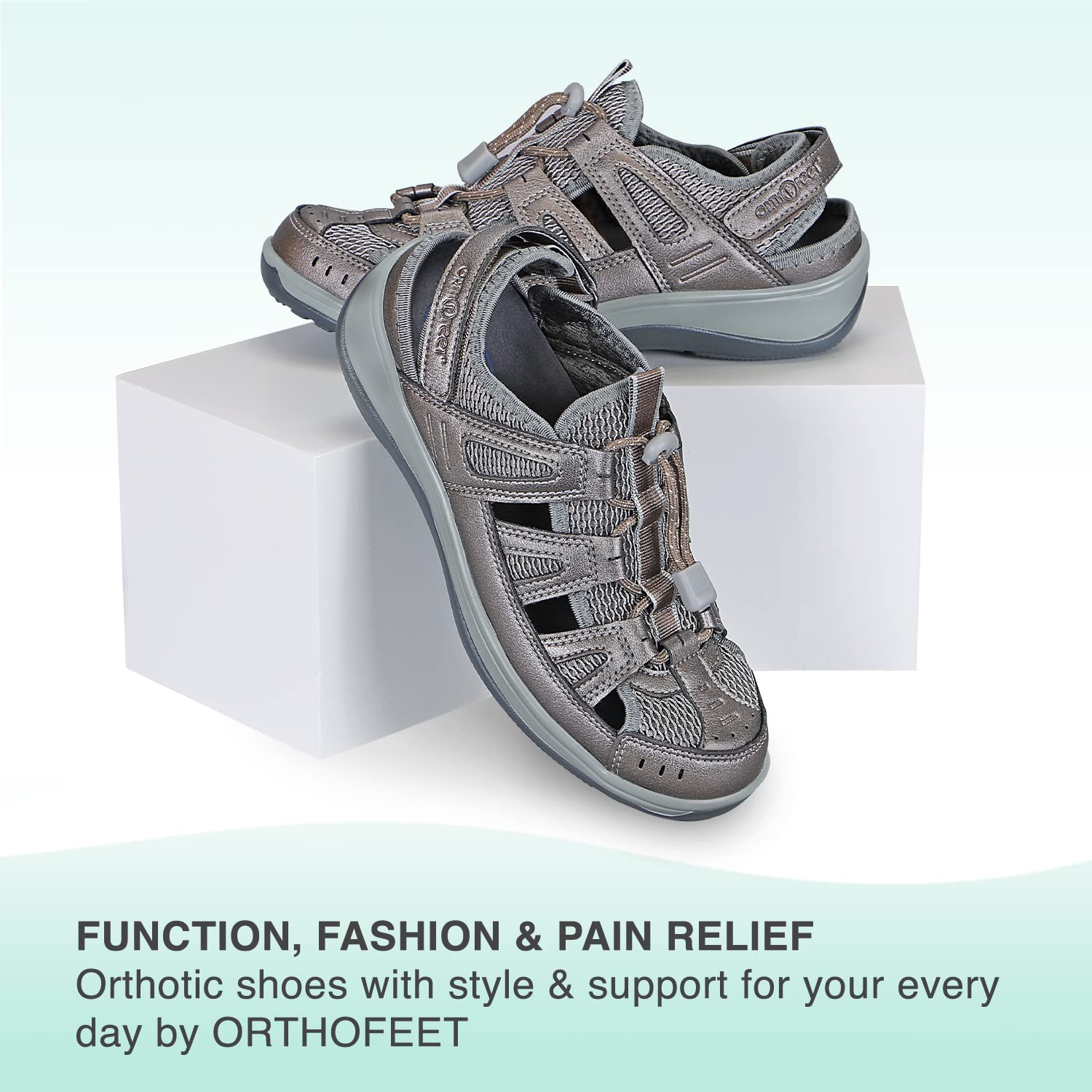 Orthofeet Women's Orthopedic Sandals - Soft Microfiber Comfortable Walking Shoes for Plantar Fasciitis, Flat Feet & Heel Pain Relief - Perfect for Travel, Work & Everyday Wear