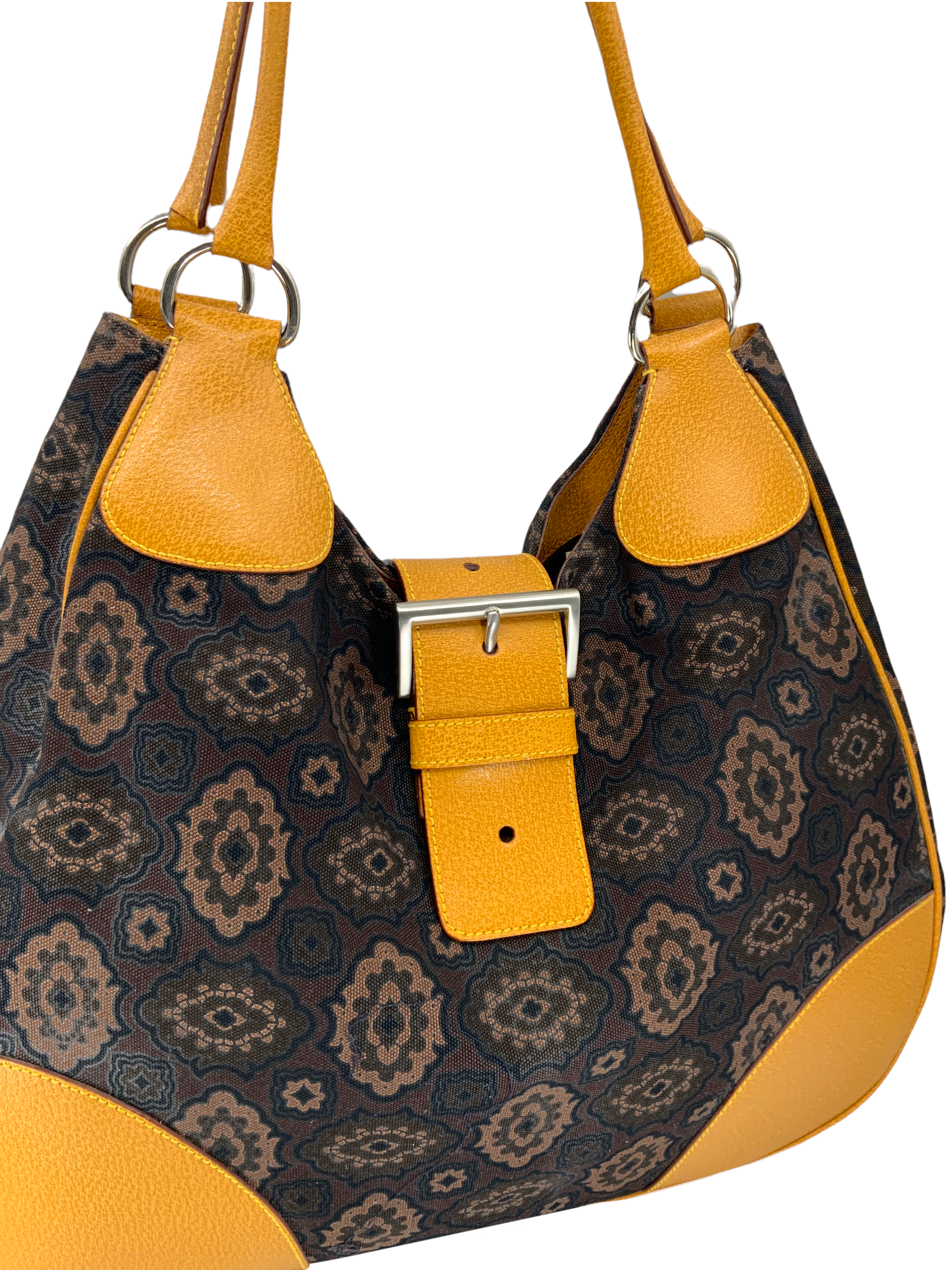 Prada Canvas Moon Large Buckle Bag for Women - Stylish Designer Handbag with Adjustable Strap, Perfect for Work, Travel & Everyday Use