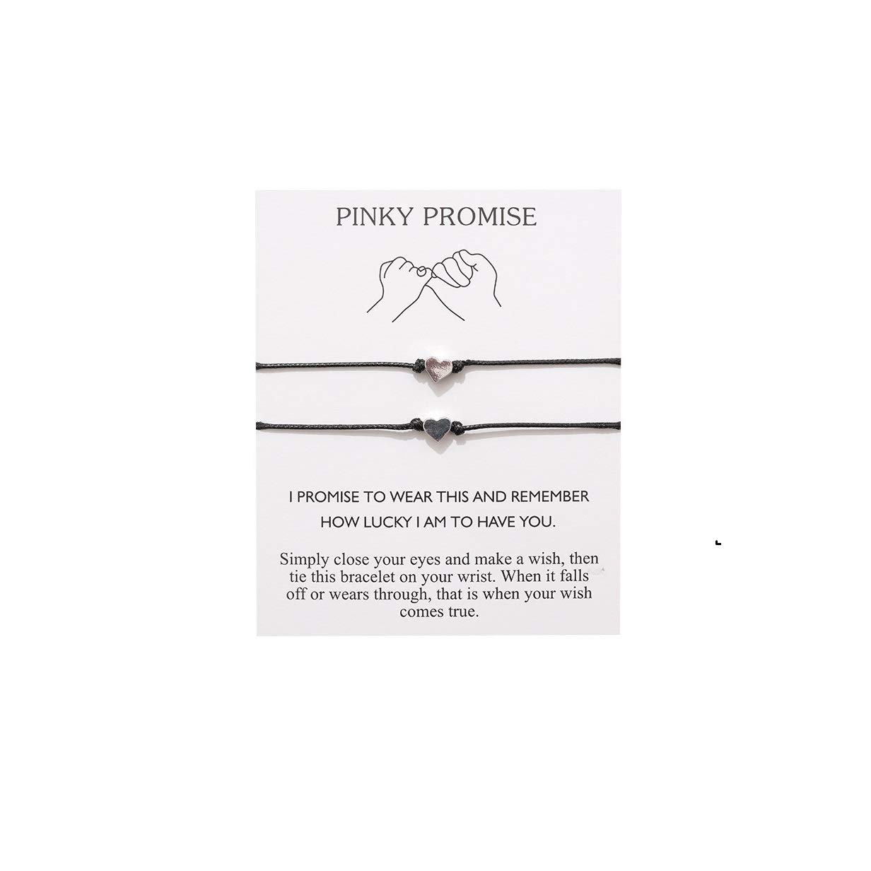 Stylish Bling BFF Love Heart Promise Distance Bracelets - Set of 2 Matching Couple Bracelets for Best Friends, Couples, Family (Women & Men) | Perfect for Long-Distance Relationships, Anniversaries & Friendship Gifts