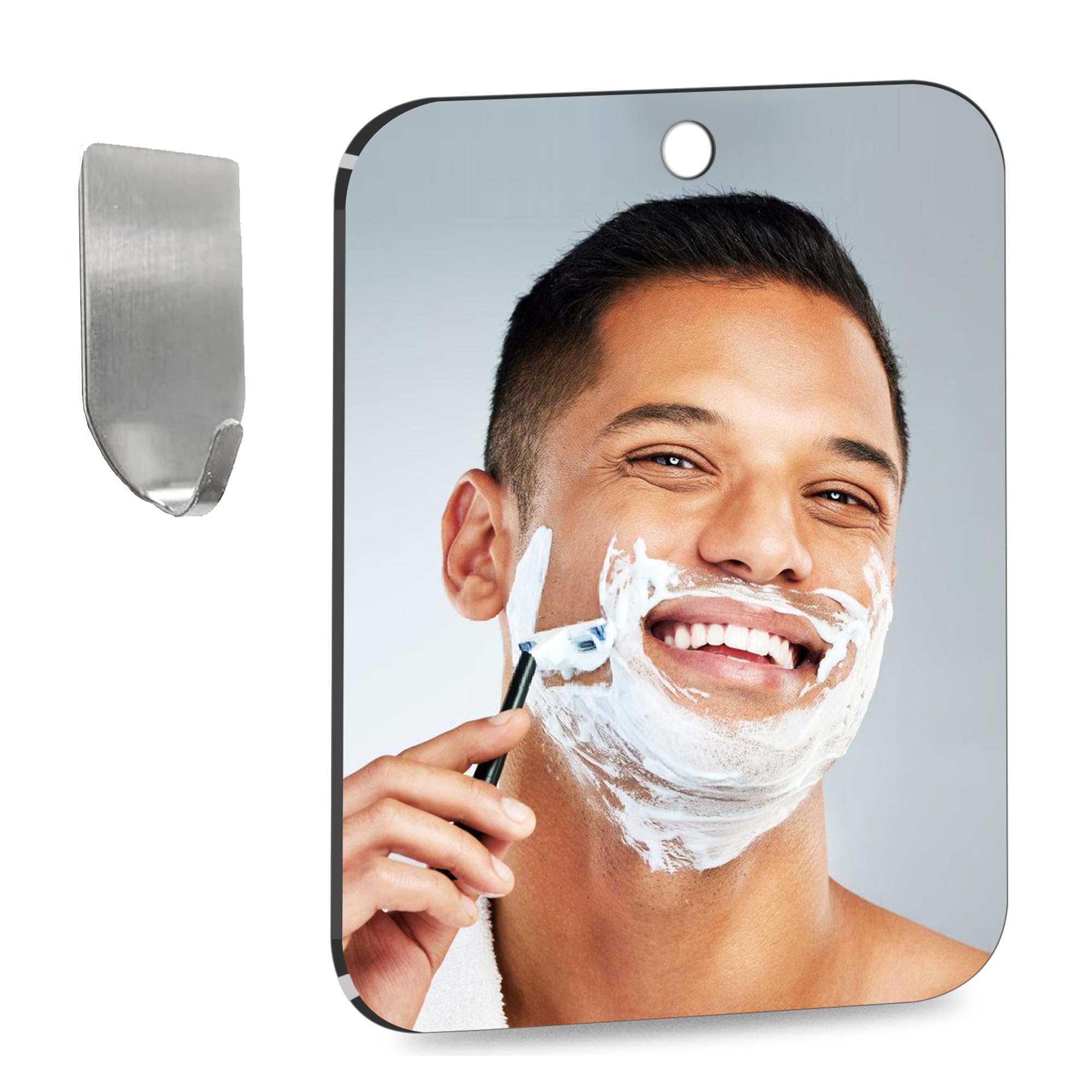 Fogless Shower Mirror for Shaving - 6x8 Inch Anti-Fog Bathroom Mirror, Unbreakable Plastic Wall Mounted Mirror for Shower, Locker & Travel - Perfect for Camping, Gym & Home Bathroom Use