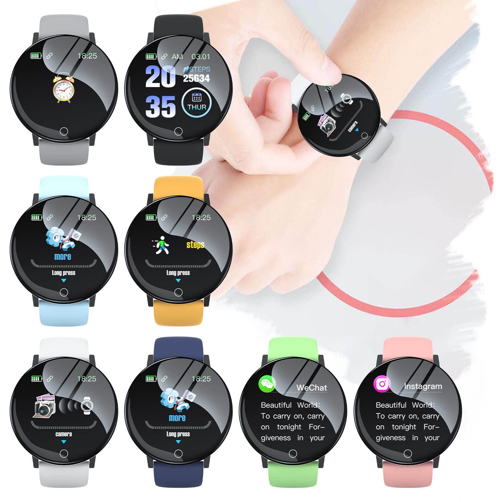 Fitness Smartwatch for Men & Women - Slim Waterproof Sports Watch with Heart Rate Monitor, Step Counter & Sleep Tracker - Perfect for Running, Gym Workouts & Outdoor Activities