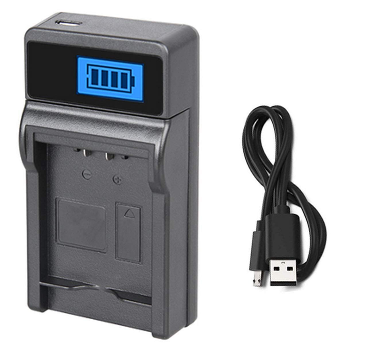 Original LCD USB Battery Charger for Panasonic SDR-H40P/PC SDR-H50P/PC SDR-H60P/PC SDR-H80P/PC SDR-H90P/PC Camcorders - Perfect for Travel Vlogging & Home Video Recording